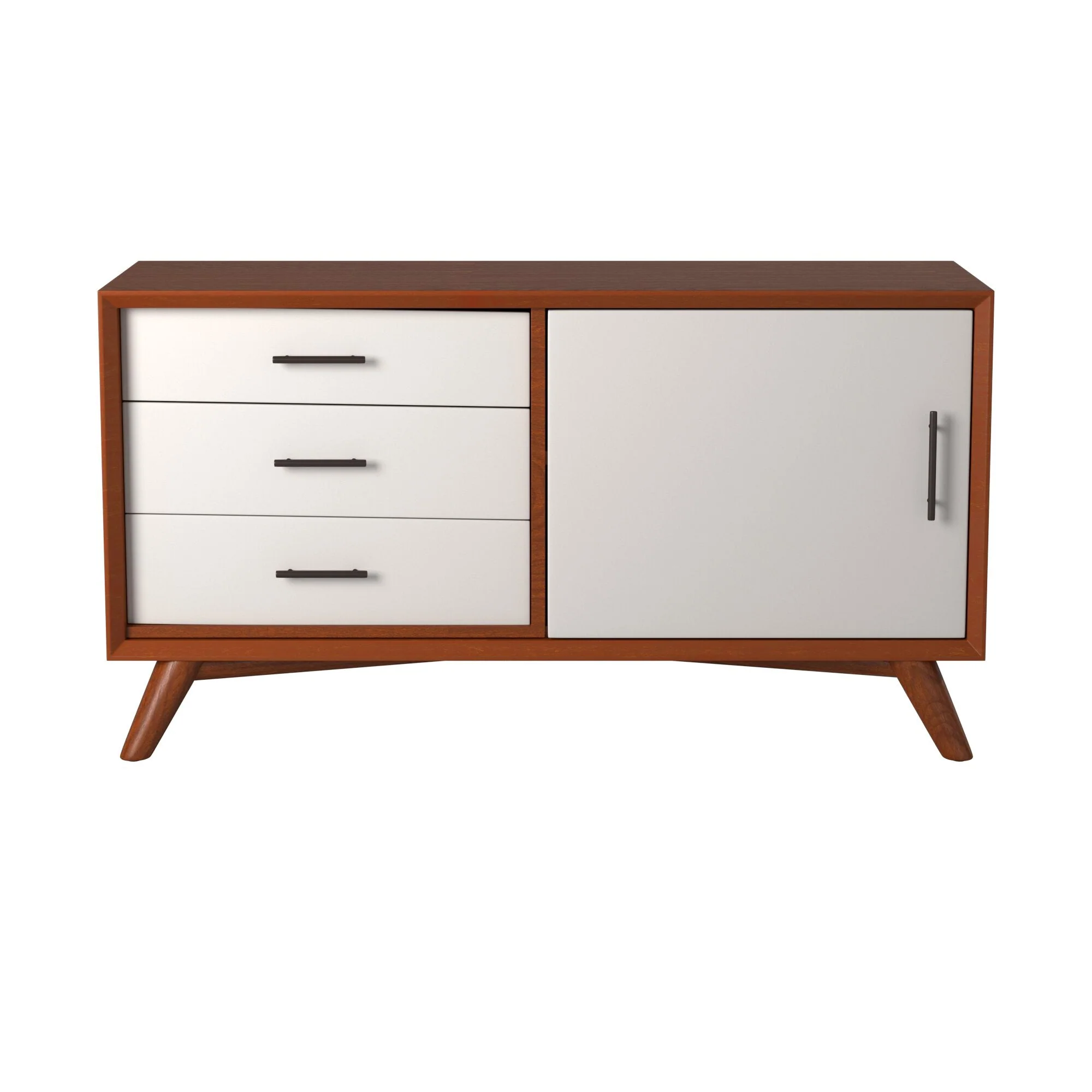 Flynn Small TV Console, Chestnut/White - Image 4