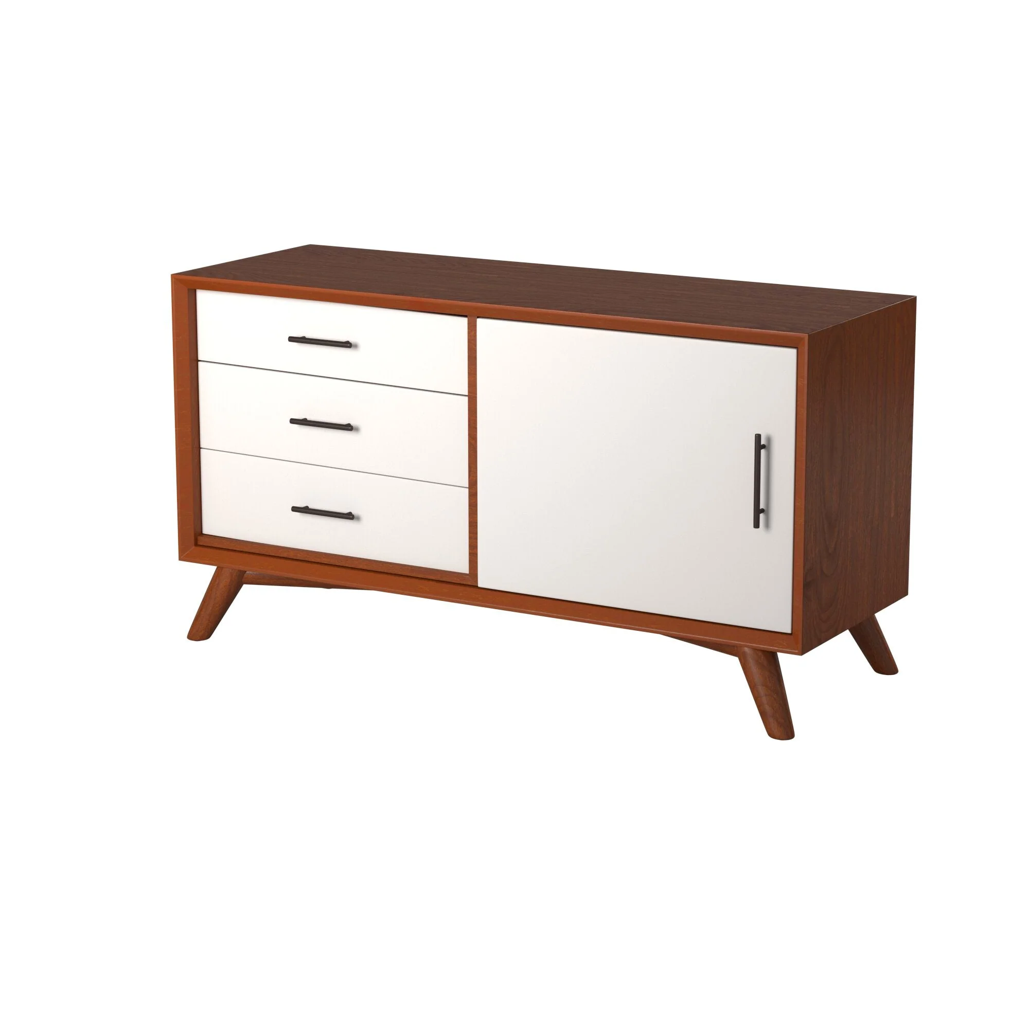 Flynn Small TV Console, Chestnut/White - Image 5