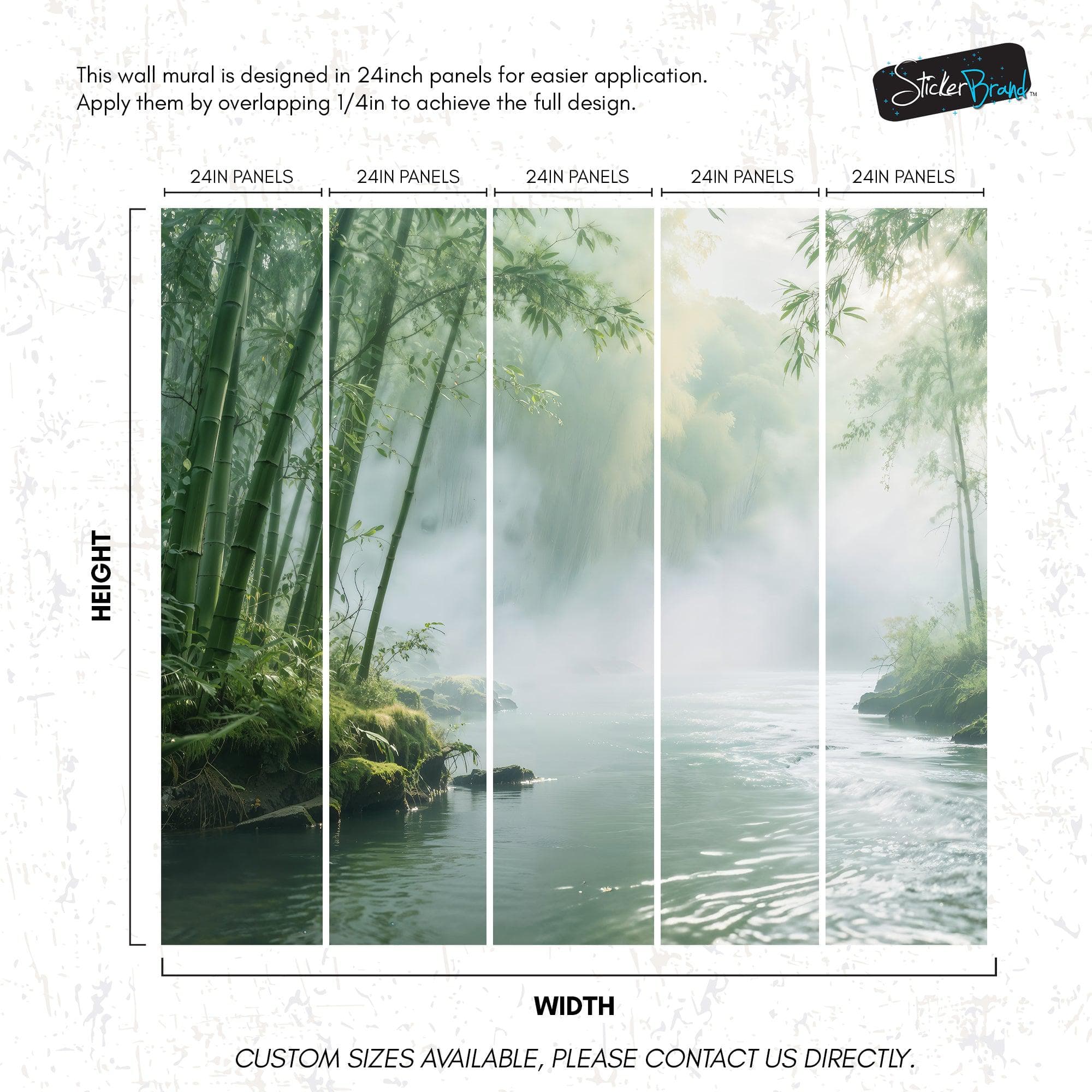 Foggy Bamboo Forest River Wallpaper Mural. #6986 - Image 11