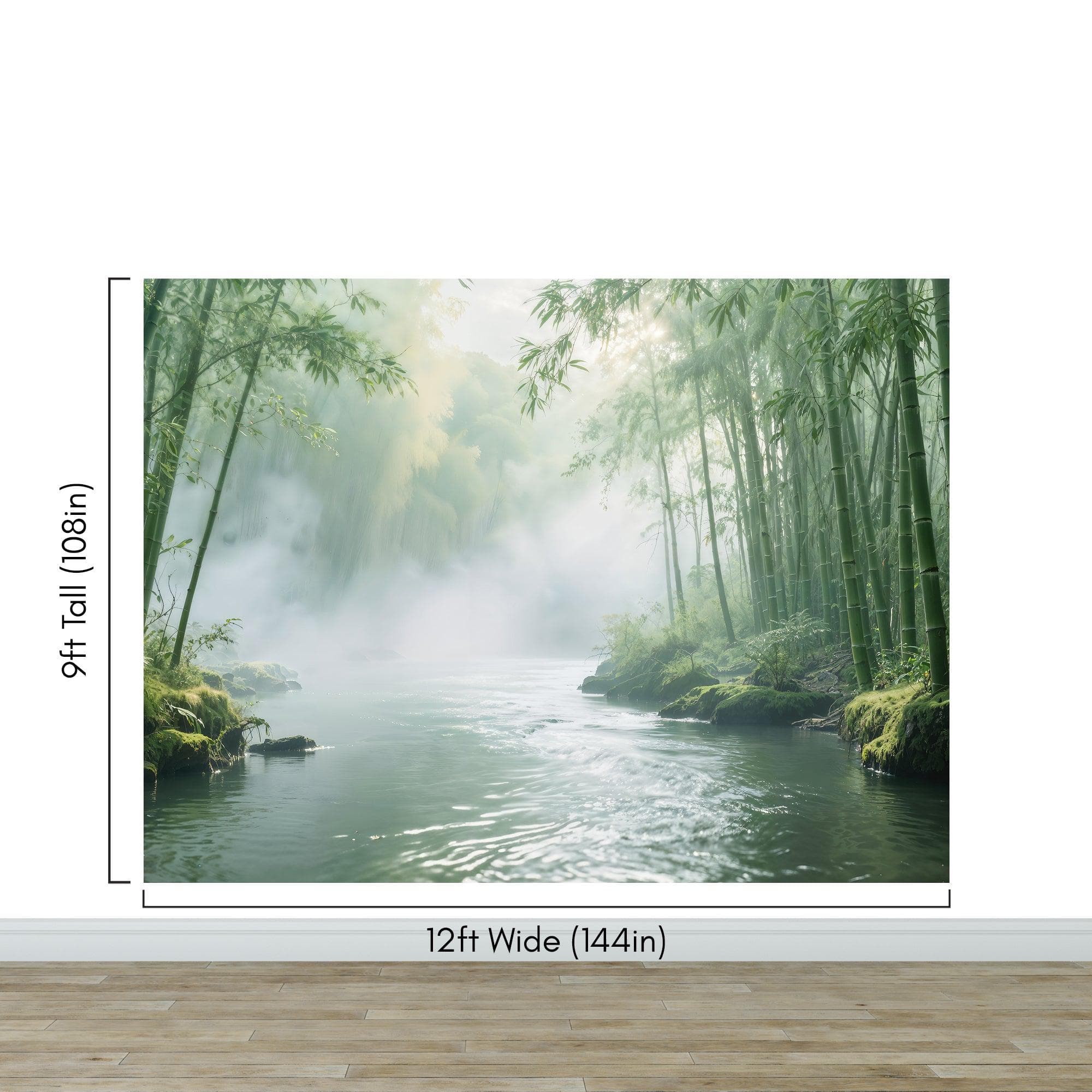 Foggy Bamboo Forest River Wallpaper Mural. #6986 - Image 8