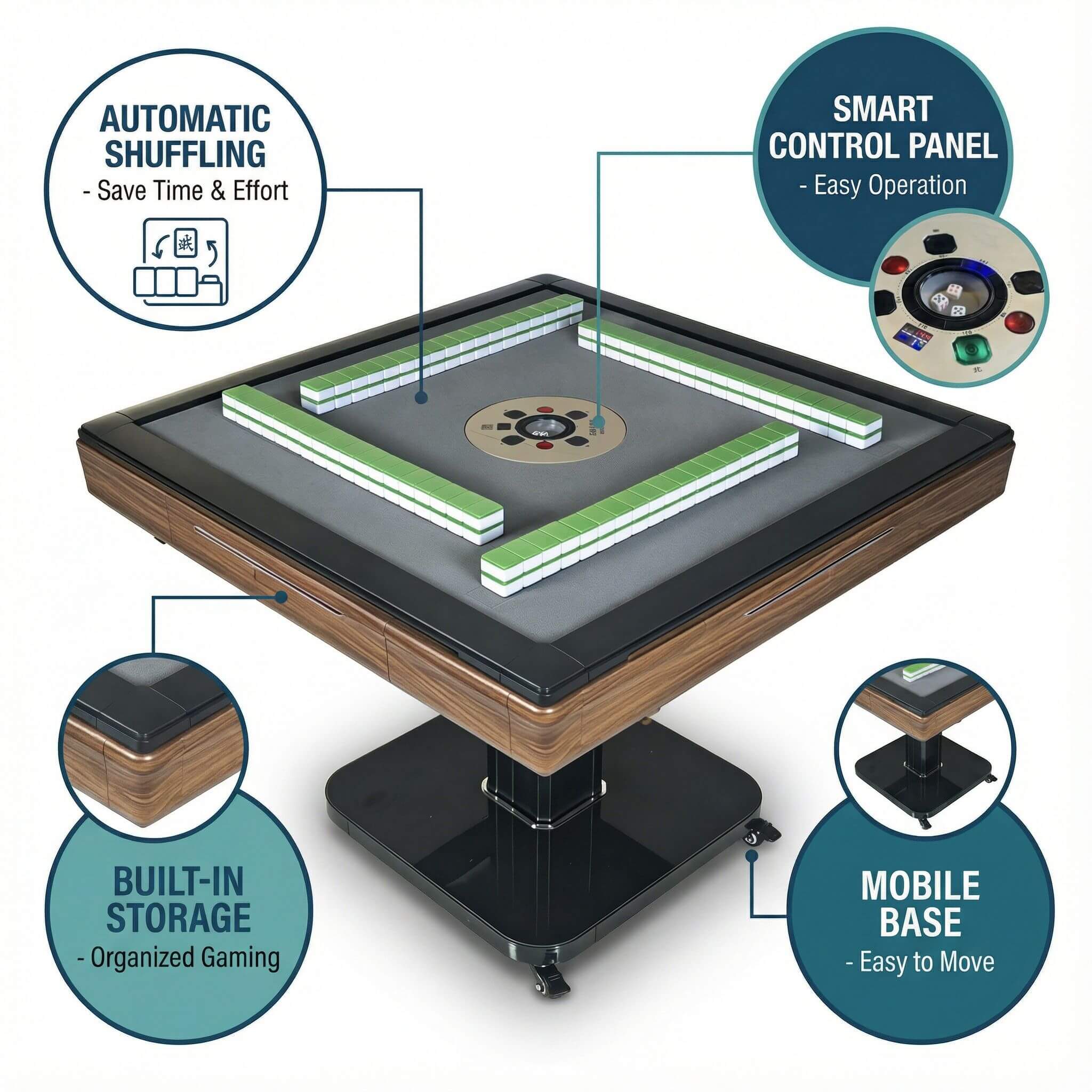Foldable Automatic Mahjong Table With Wheels And Hard Cover (SAK63158) - Image 13