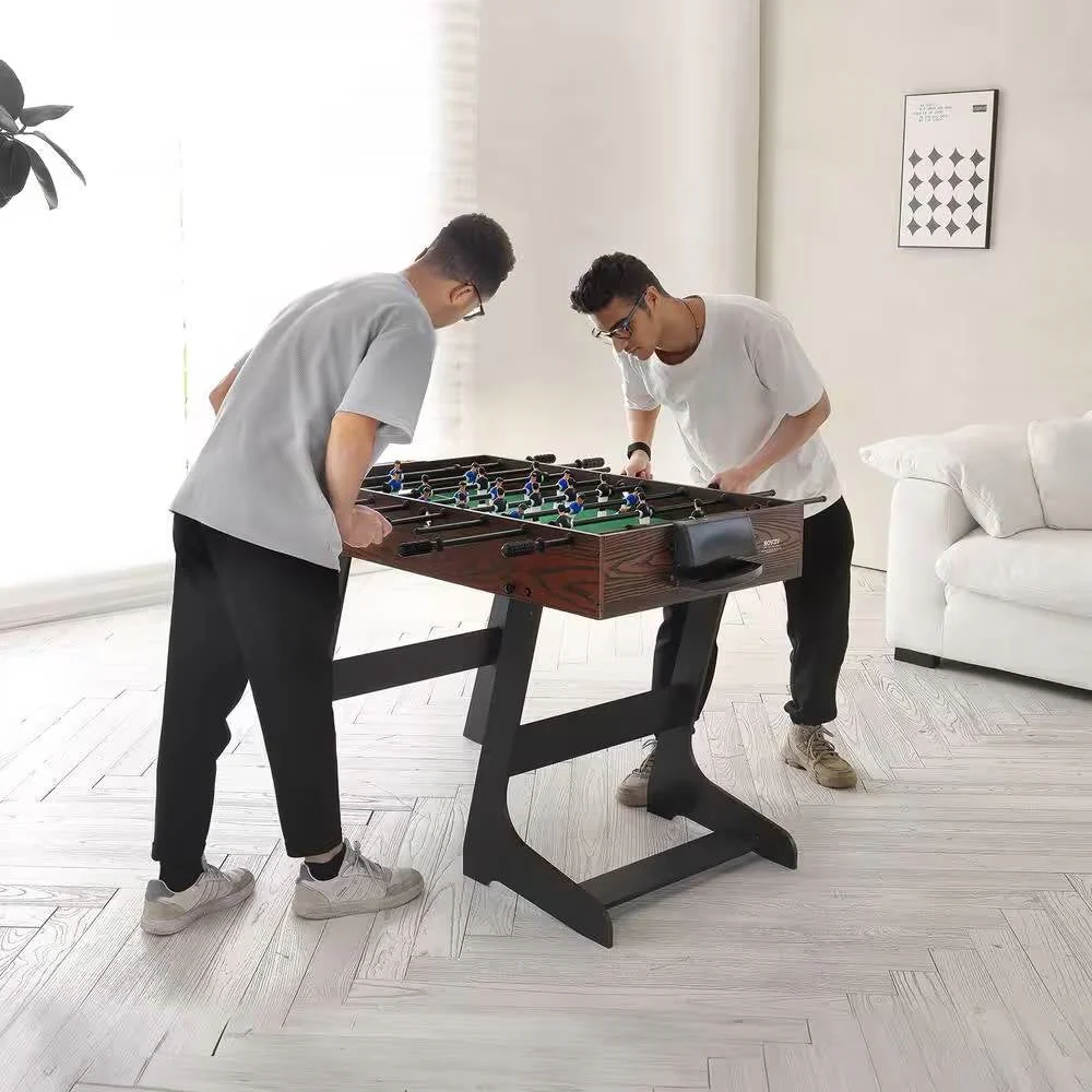 Foldable Foosball Table with 2 Balls in Walnut Wood Finish - Standard Size - Image 2
