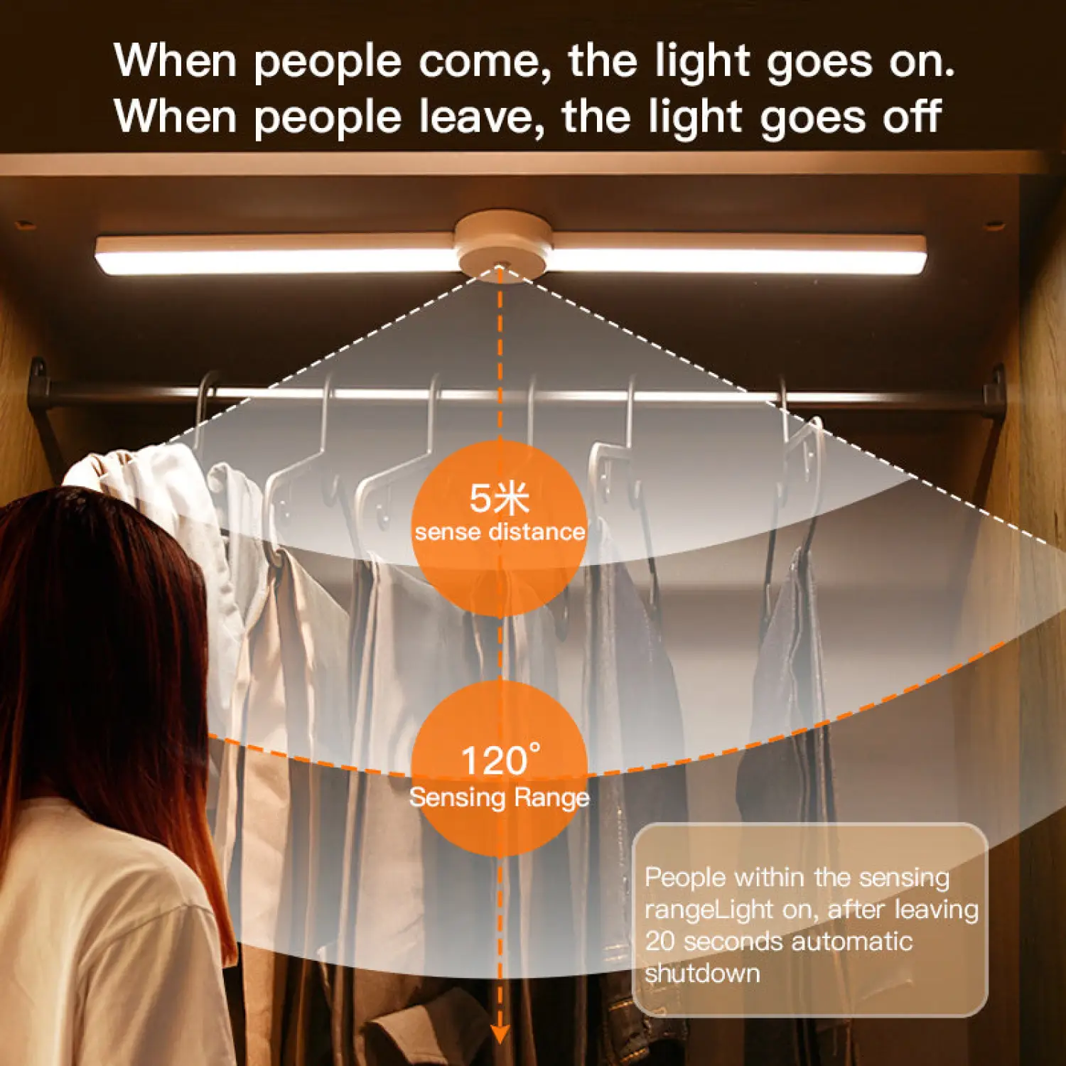 Foldable Motion Sensor Under Cabinet Light with Adjustable Brightness & Modes - Image 3