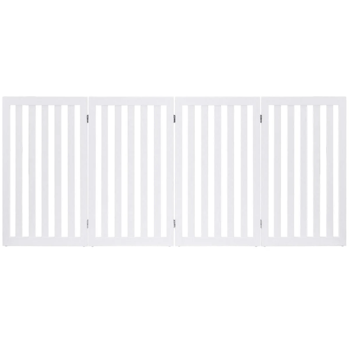 Folding 4-Panel Dog Gate Pet Fence in White Wood Finish - Image 3