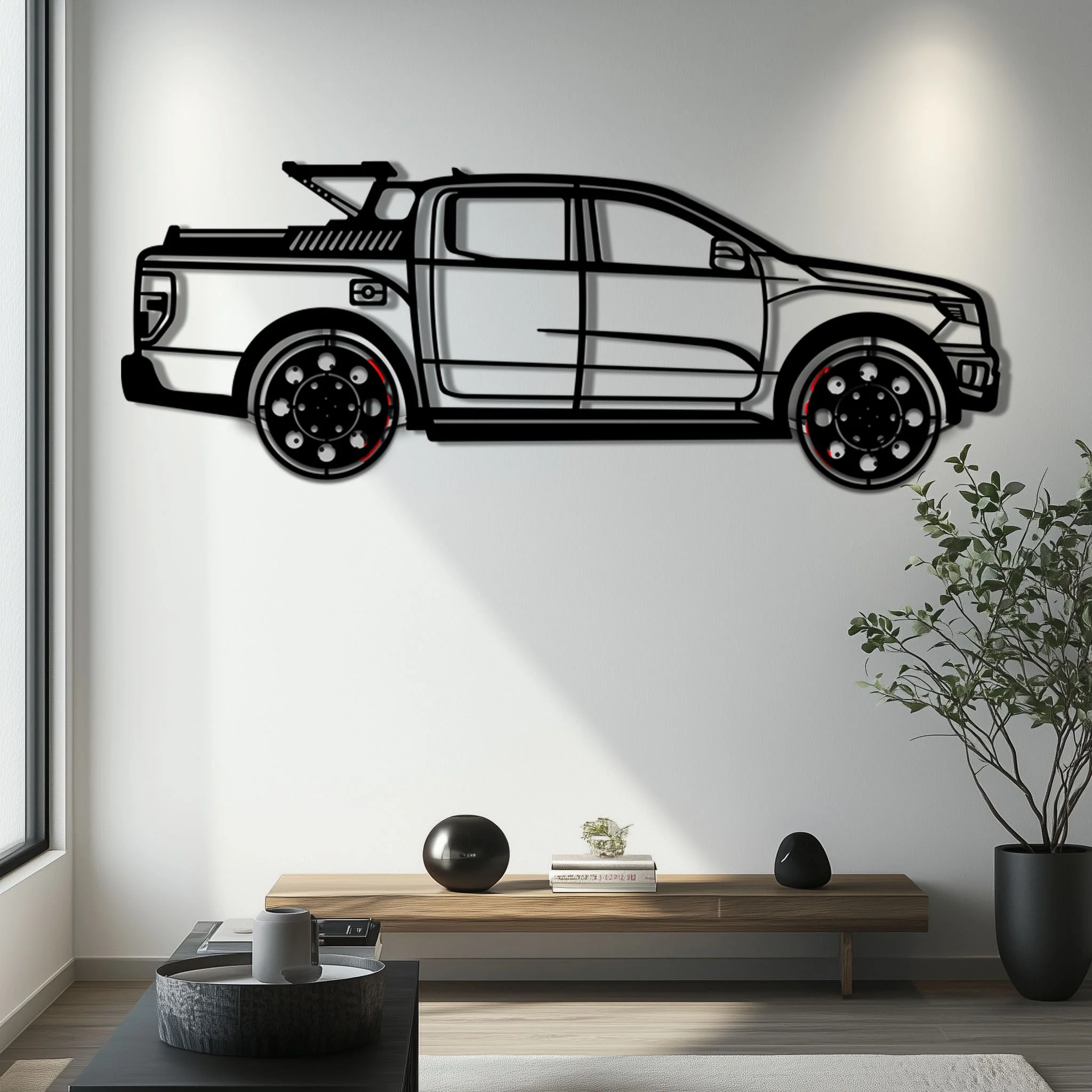 Ford F-150 Metal Truck Wall Art with Rotating Wheels - Iconic American Pickup Silhouette - Interactive Automotive Wall Decor - KAFMEKA138 - Image 6