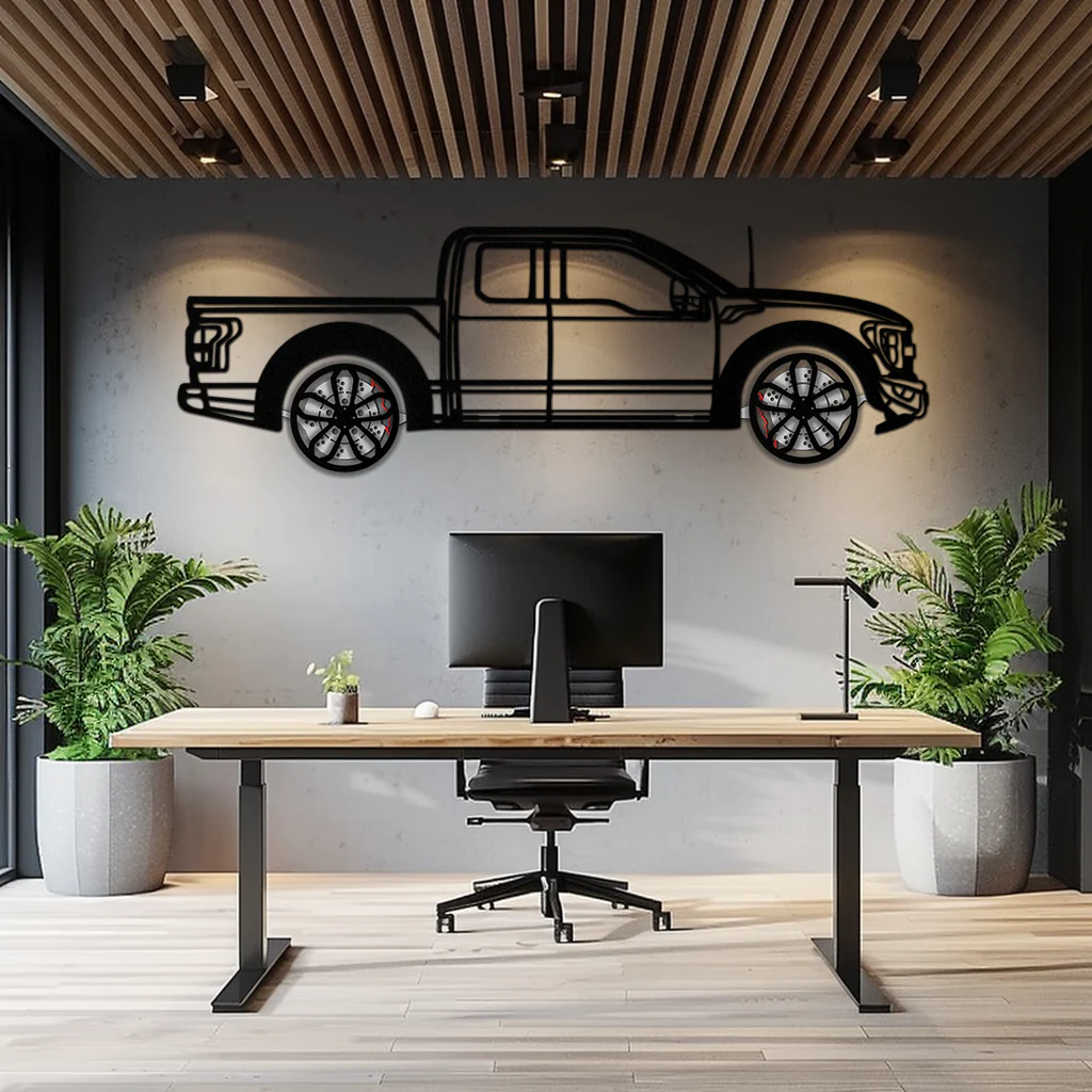 Ford F-150 Raptor Metal Wall Art with Rotating Wheels - 3D Interactive Truck Silhouette - Garage & Office Decor-KAFMEKA085 - Image 10