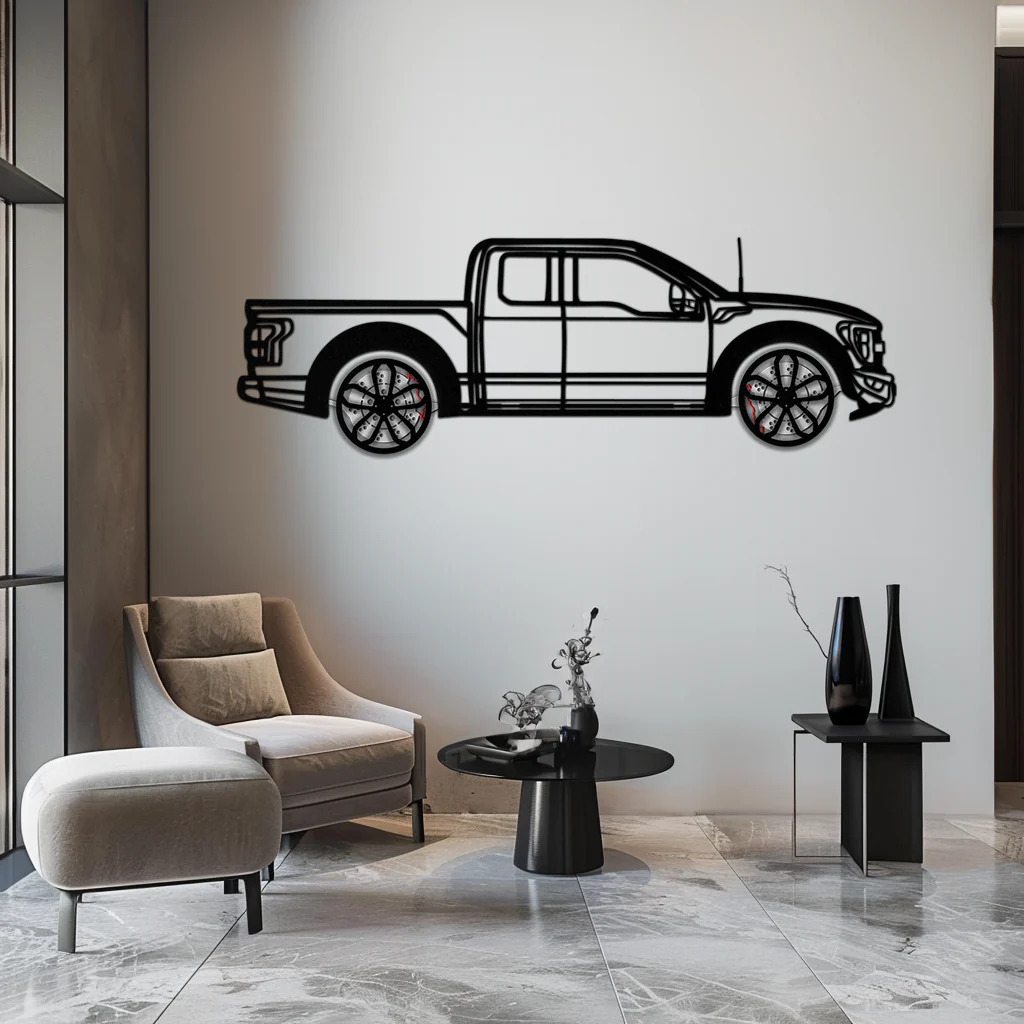 Ford F-150 Raptor Metal Wall Art with Rotating Wheels - 3D Interactive Truck Silhouette - Garage & Office Decor-KAFMEKA085 - Image 4
