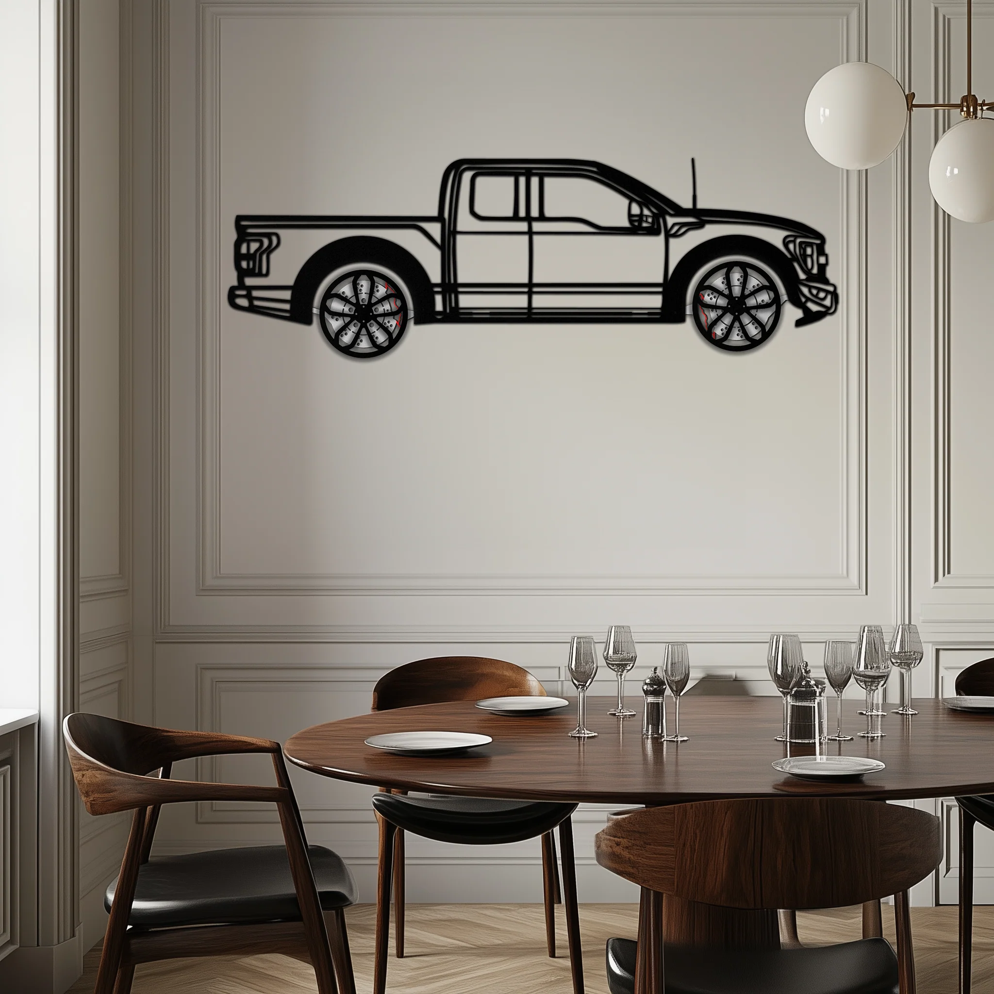 Ford F-150 Raptor Metal Wall Art with Rotating Wheels - 3D Interactive Truck Silhouette - Garage & Office Decor-KAFMEKA085 - Image 5