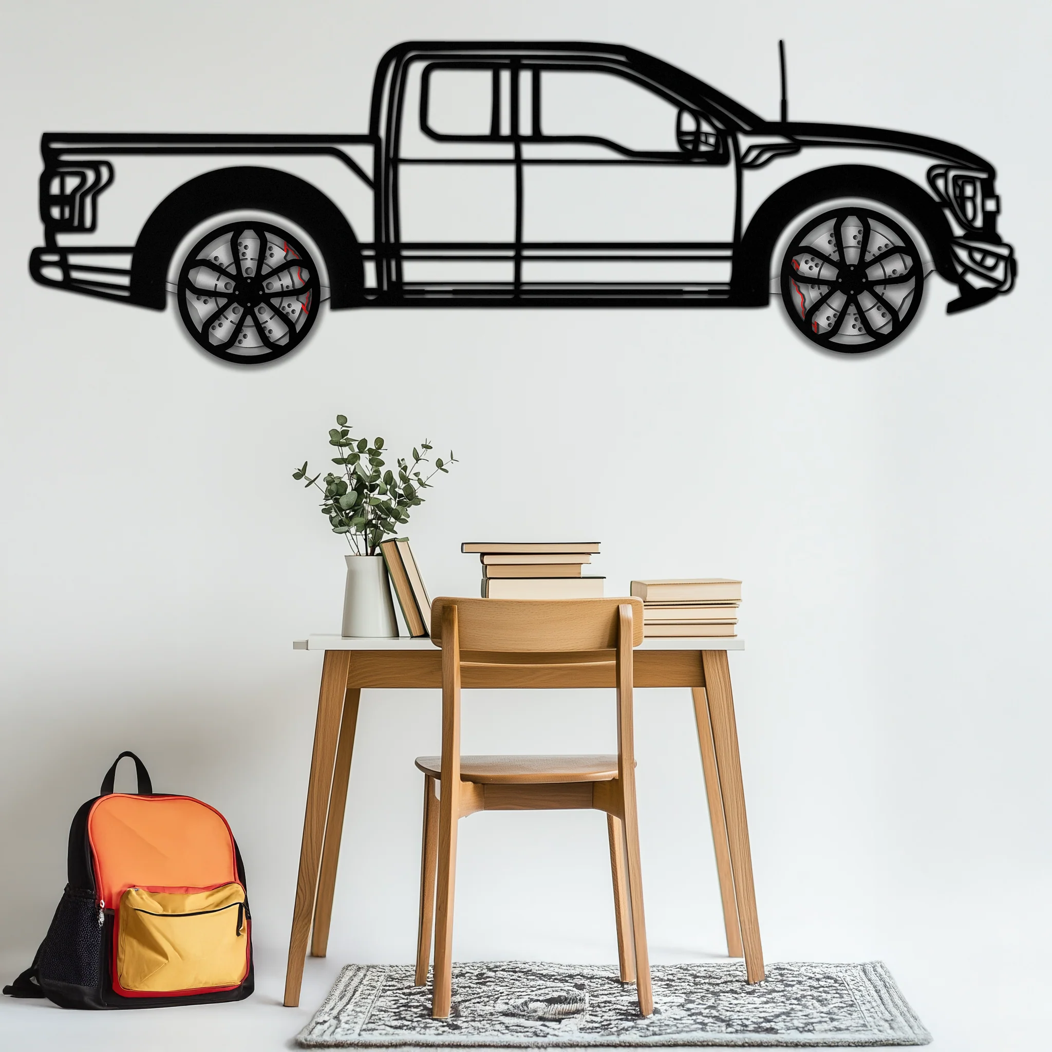 Ford F-150 Raptor Metal Wall Art with Rotating Wheels - 3D Interactive Truck Silhouette - Garage & Office Decor-KAFMEKA085 - Image 6