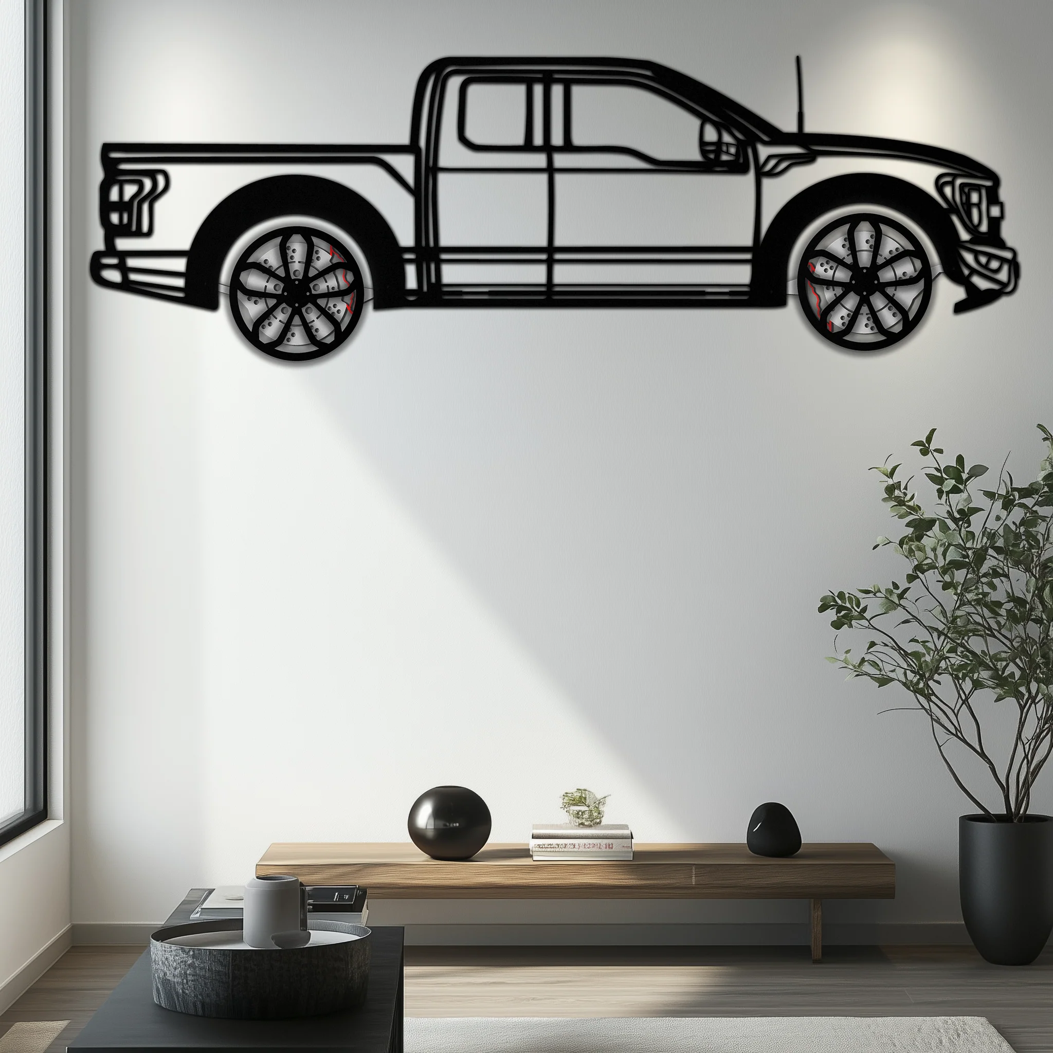 Ford F-150 Raptor Metal Wall Art with Rotating Wheels - 3D Interactive Truck Silhouette - Garage & Office Decor-KAFMEKA085 - Image 8