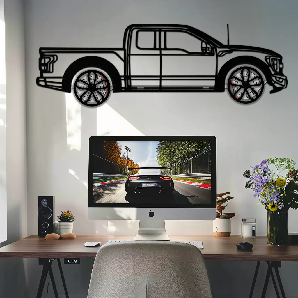 Ford F-150 Raptor Metal Wall Art with Rotating Wheels - 3D Interactive Truck Silhouette - Garage & Office Decor-KAFMEKA085 - Image 9