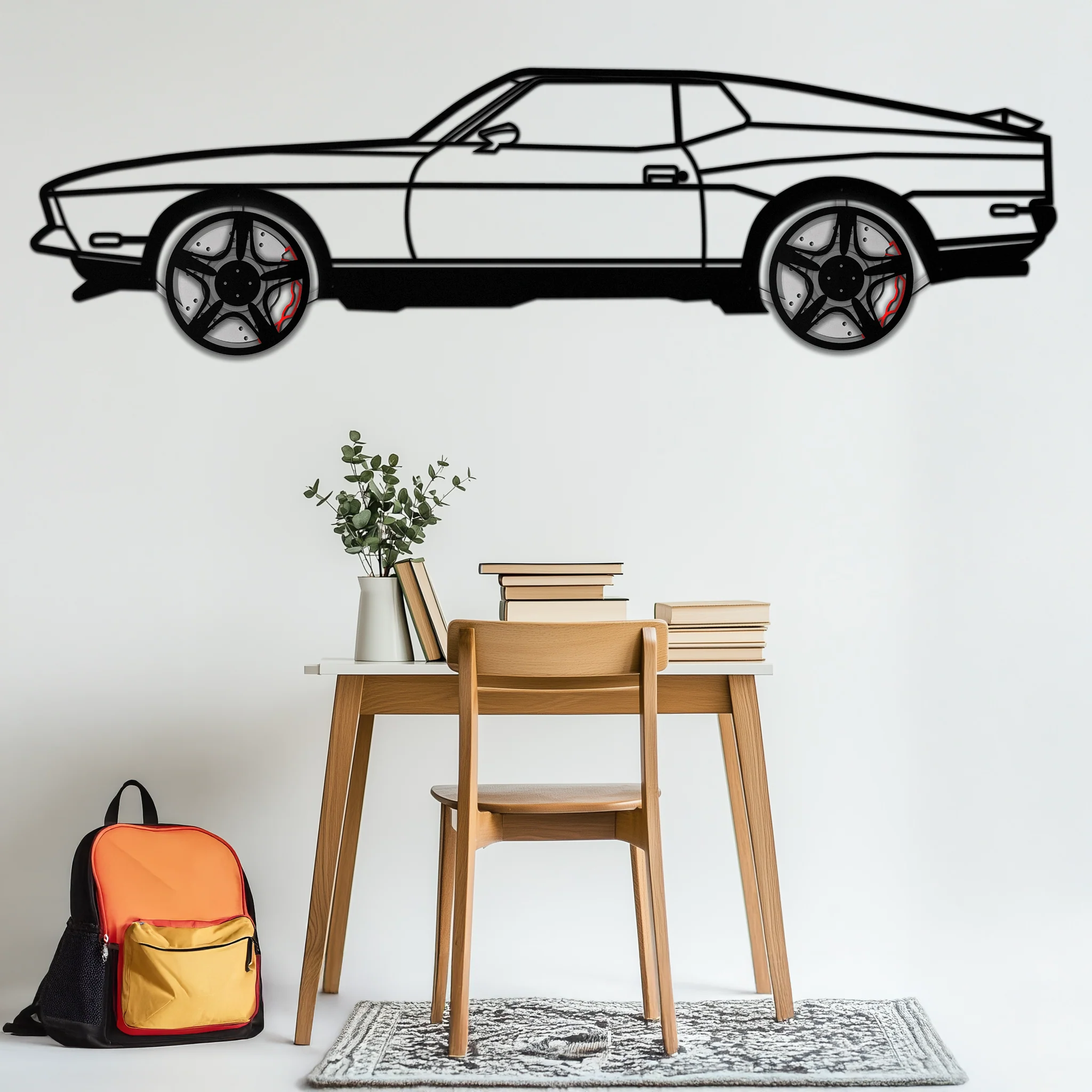 Ford Mustang 1971 Metal Car Wall Art – Rotating Wheels Classic Muscle Car Decor, Garage & Office Gift-KAFMEKA086 - Image 3