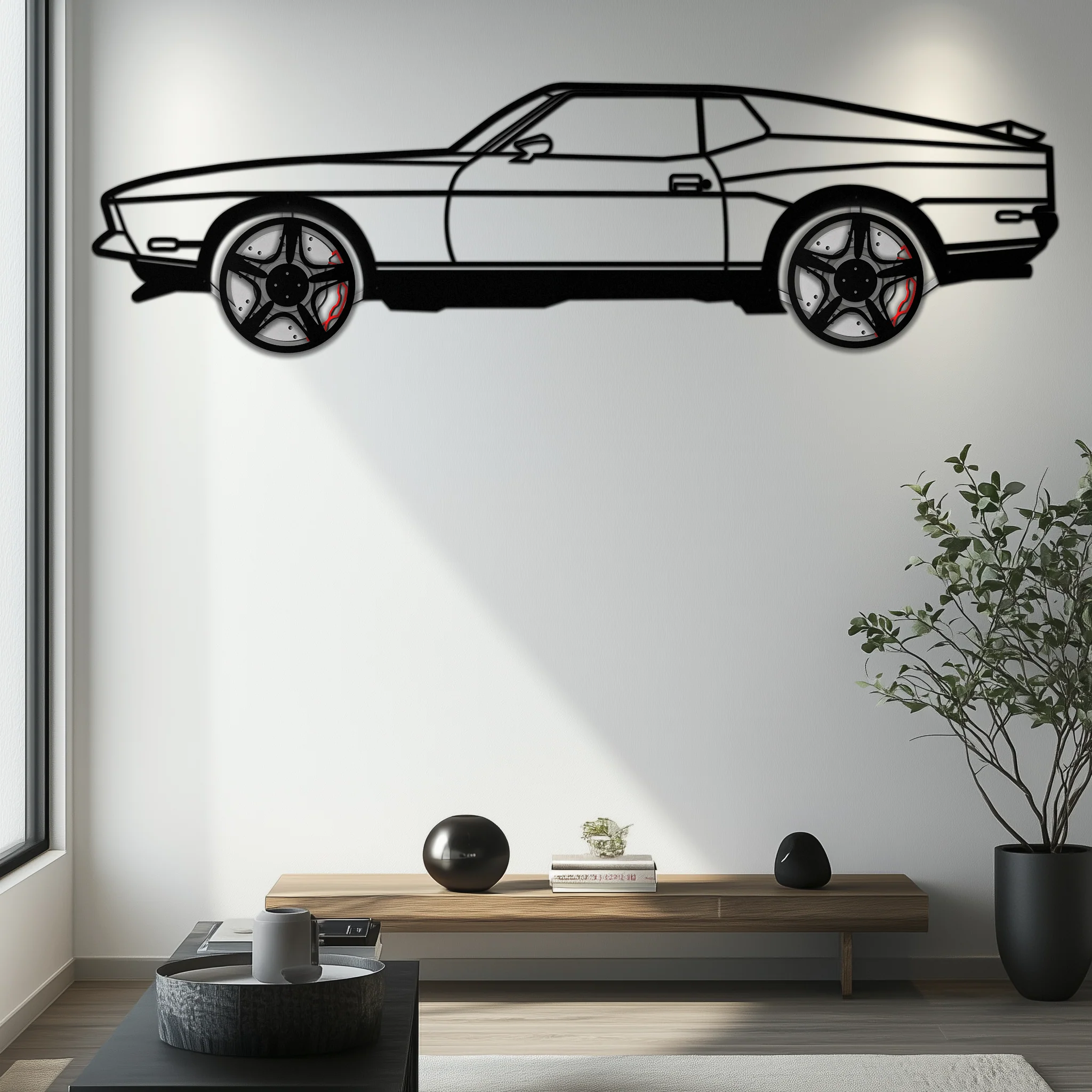 Ford Mustang 1971 Metal Car Wall Art – Rotating Wheels Classic Muscle Car Decor, Garage & Office Gift-KAFMEKA086 - Image 4