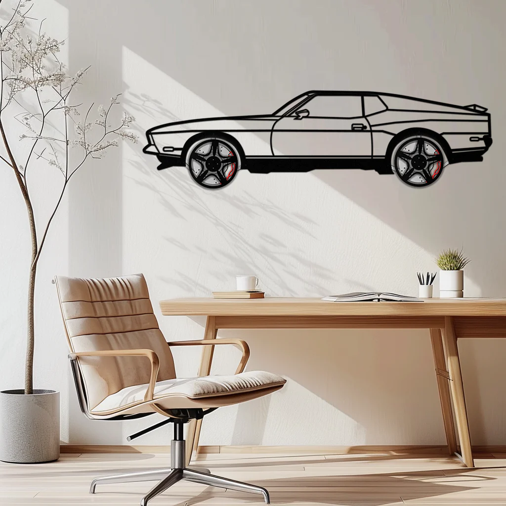 Ford Mustang 1971 Metal Car Wall Art – Rotating Wheels Classic Muscle Car Decor, Garage & Office Gift-KAFMEKA086 - Image 9