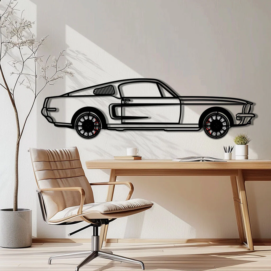 Ford Mustang GT Metal Car Wall Art with Rotating Wheels - Classic American Muscle Silhouette - Interactive Automotive Wall Decor - KAFMEKA137 - Image 2