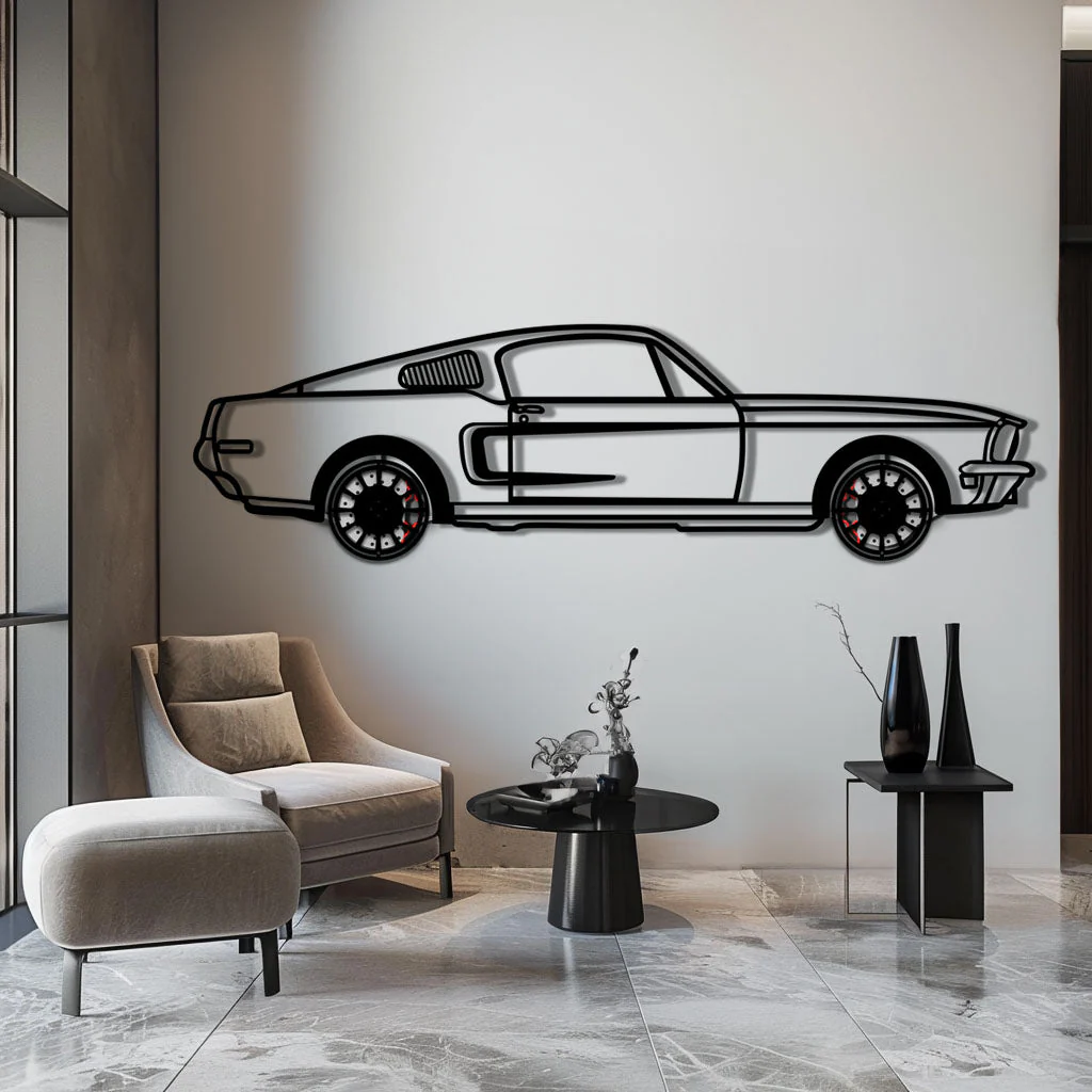 Ford Mustang GT Metal Car Wall Art with Rotating Wheels - Classic American Muscle Silhouette - Interactive Automotive Wall Decor - KAFMEKA137 - Image 4