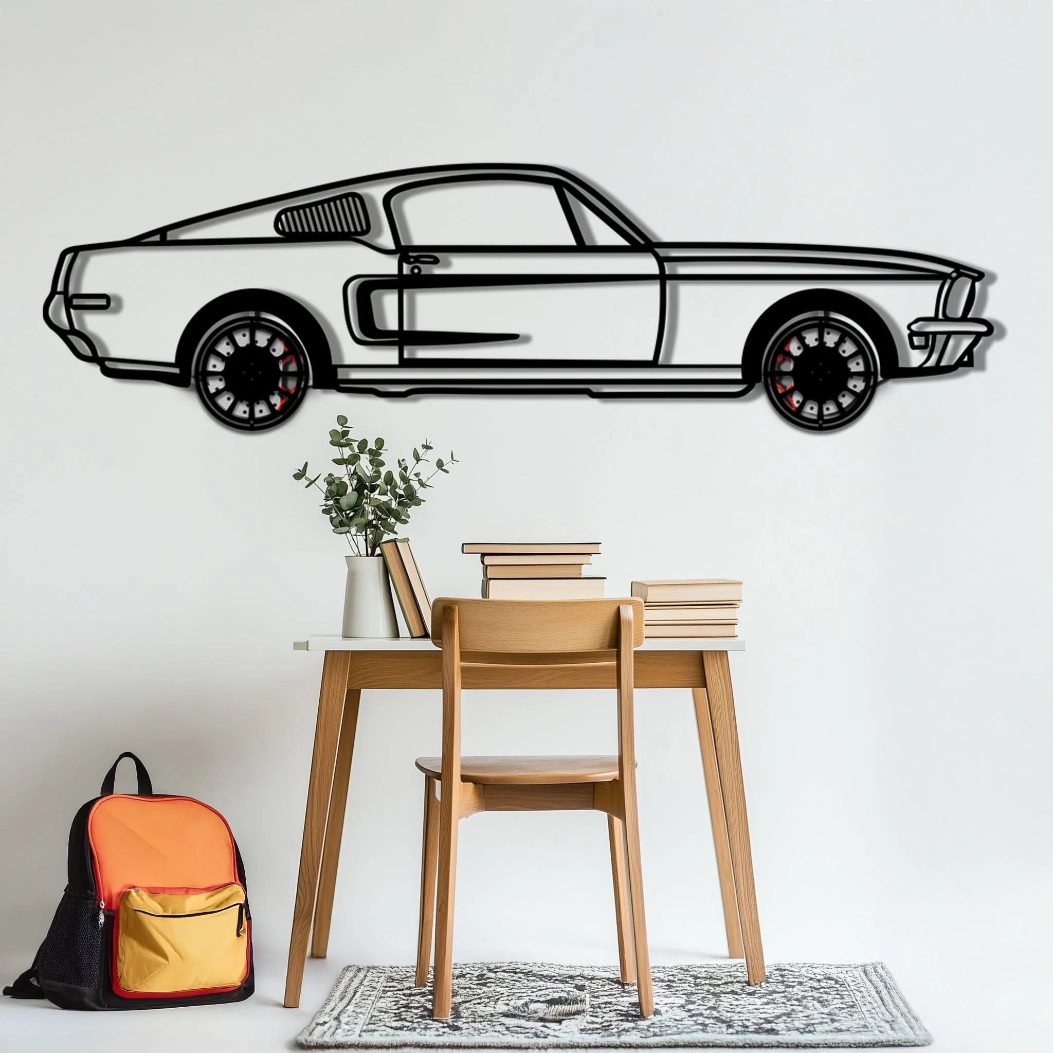 Ford Mustang GT Metal Car Wall Art with Rotating Wheels - Classic American Muscle Silhouette - Interactive Automotive Wall Decor - KAFMEKA137 - Image 5