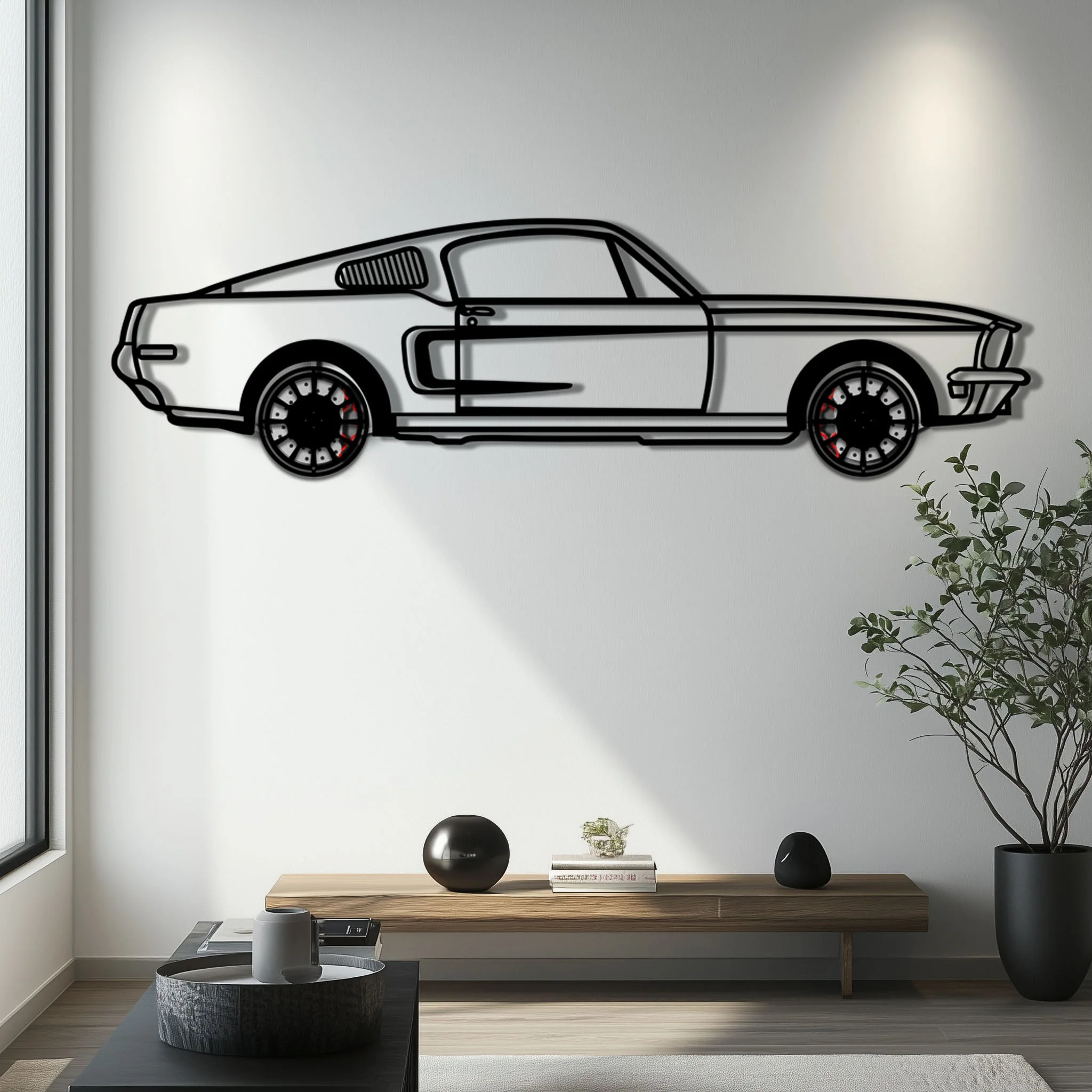 Ford Mustang GT Metal Car Wall Art with Rotating Wheels - Classic American Muscle Silhouette - Interactive Automotive Wall Decor - KAFMEKA137 - Image 6