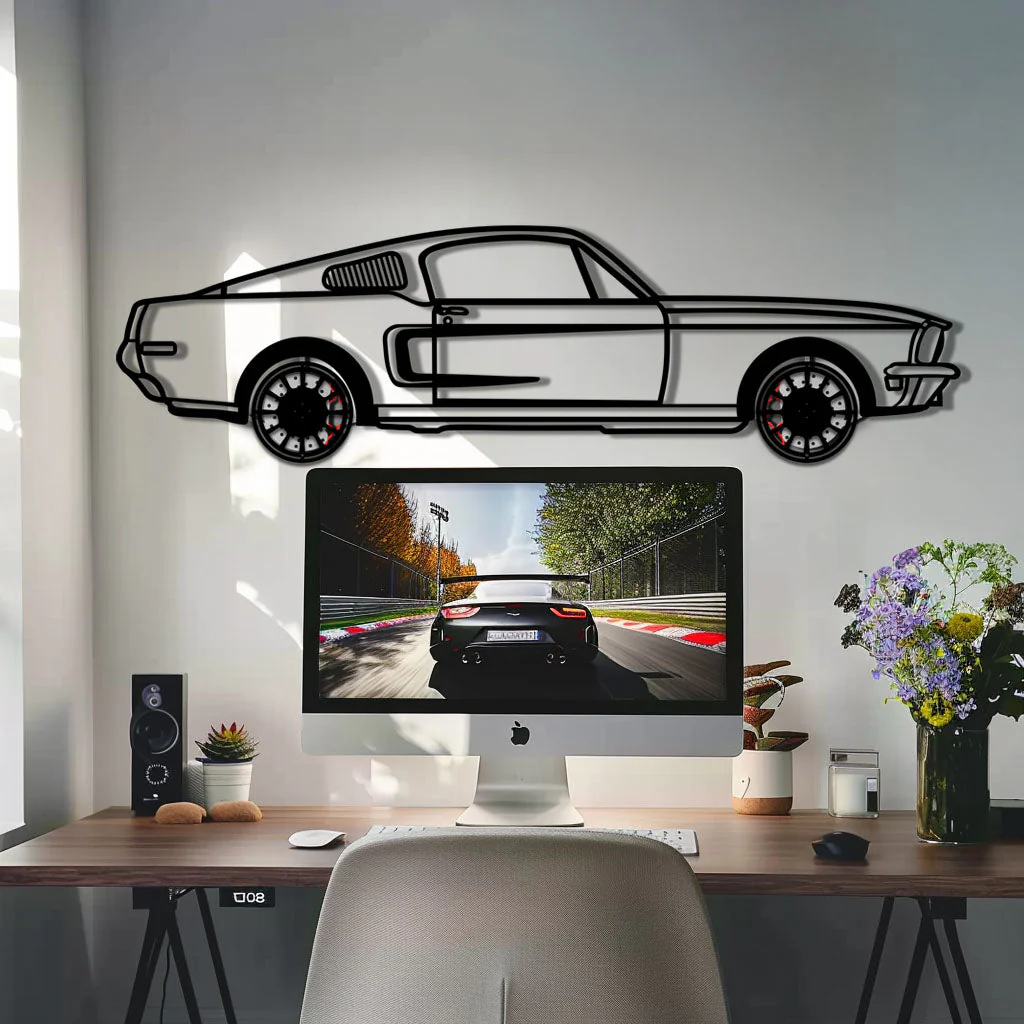 Ford Mustang GT Metal Car Wall Art with Rotating Wheels - Classic American Muscle Silhouette - Interactive Automotive Wall Decor - KAFMEKA137 - Image 8