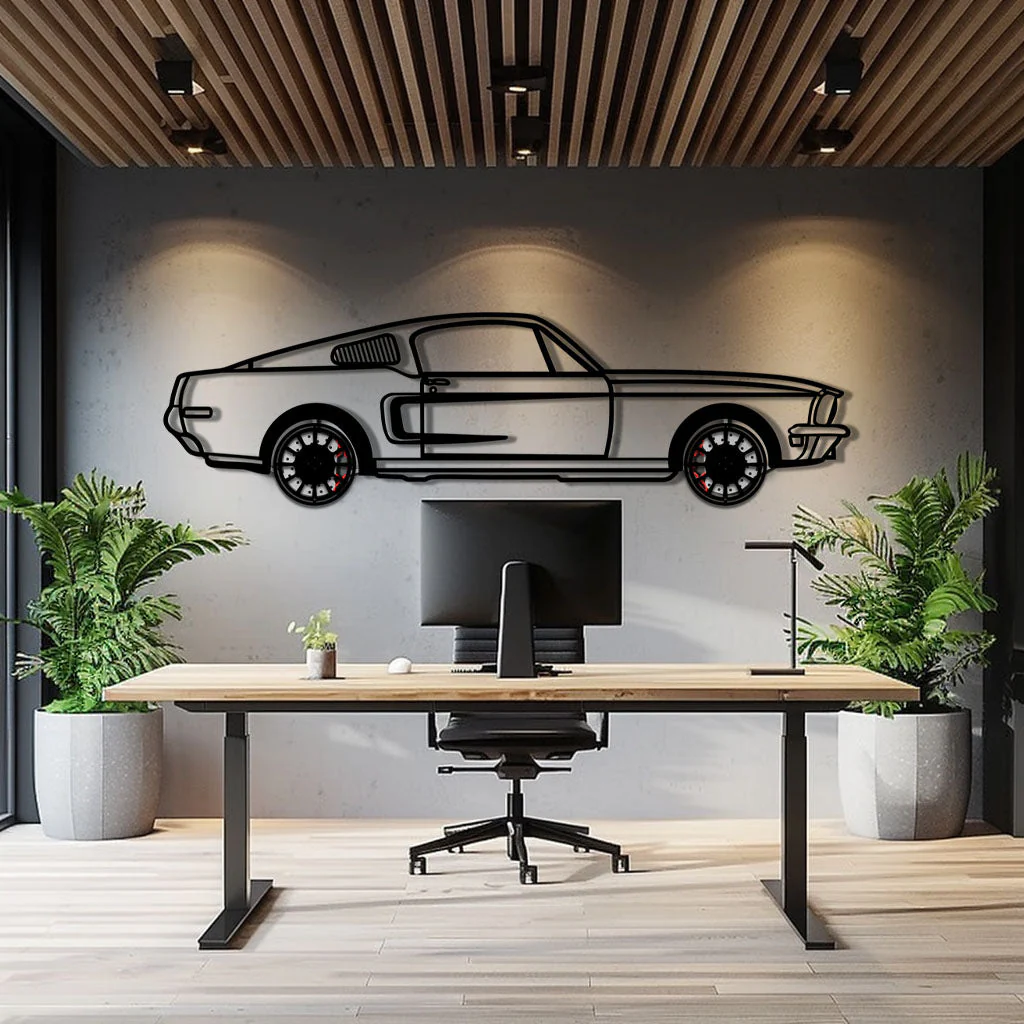 Ford Mustang GT Metal Car Wall Art with Rotating Wheels - Classic American Muscle Silhouette - Interactive Automotive Wall Decor - KAFMEKA137 - Image 9