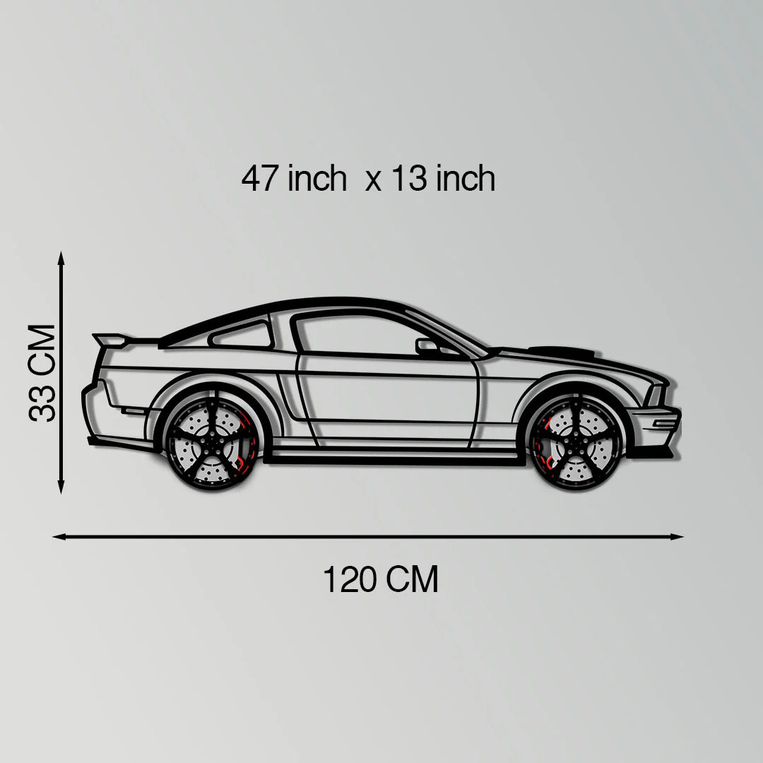 Ford Mustang GTR (2008) Metal Car Wall Art with Rotating Wheels - Modern Muscle Silhouette Decor - Interactive Automotive Wall Art - KAFMEKA139 - Image 11