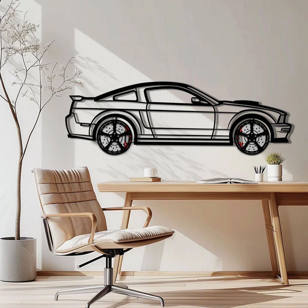 Ford Mustang GTR (2008) Metal Car Wall Art with Rotating Wheels - Modern Muscle Silhouette Decor - Interactive Automotive Wall Art - KAFMEKA139 - Image 2