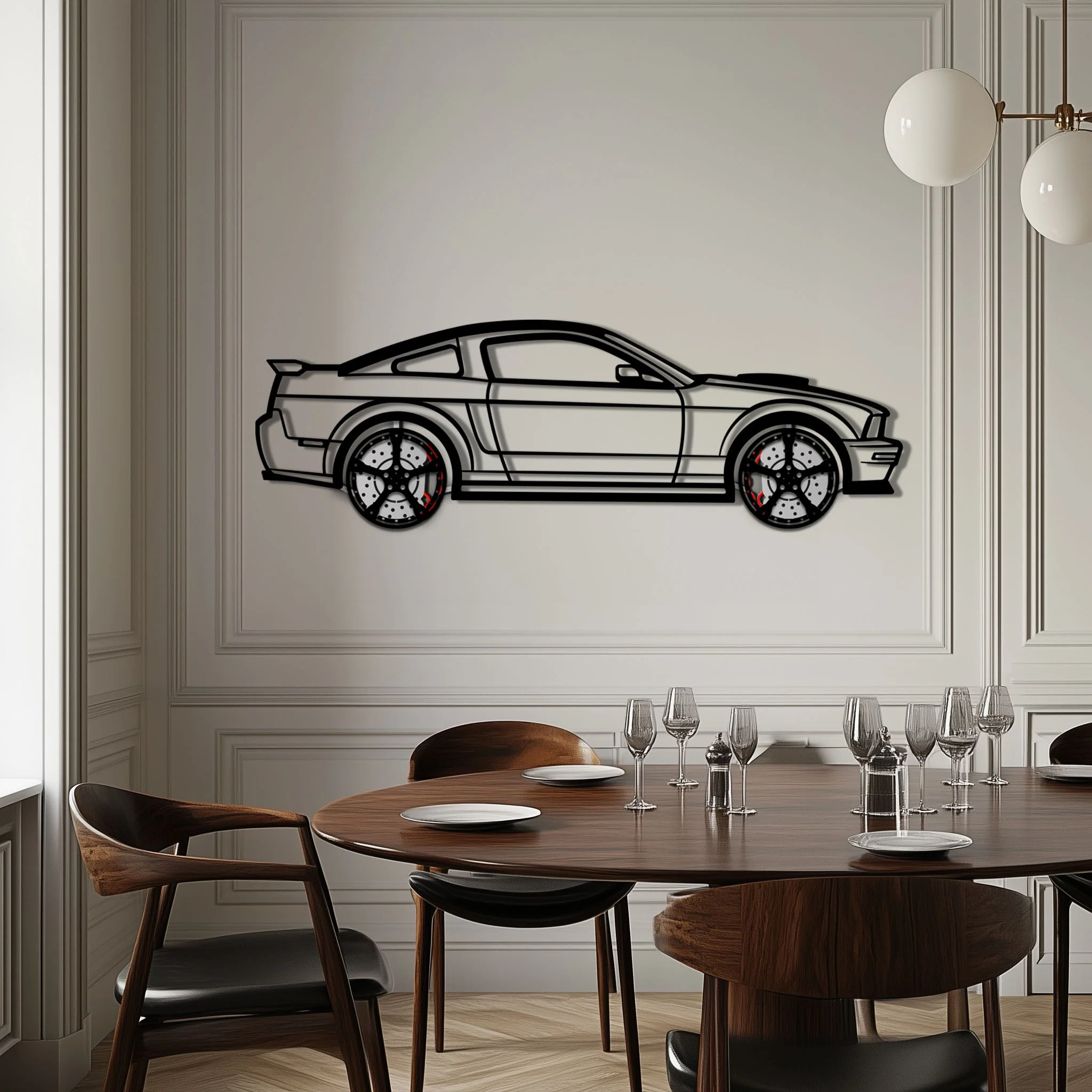 Ford Mustang GTR (2008) Metal Car Wall Art with Rotating Wheels - Modern Muscle Silhouette Decor - Interactive Automotive Wall Art - KAFMEKA139 - Image 3