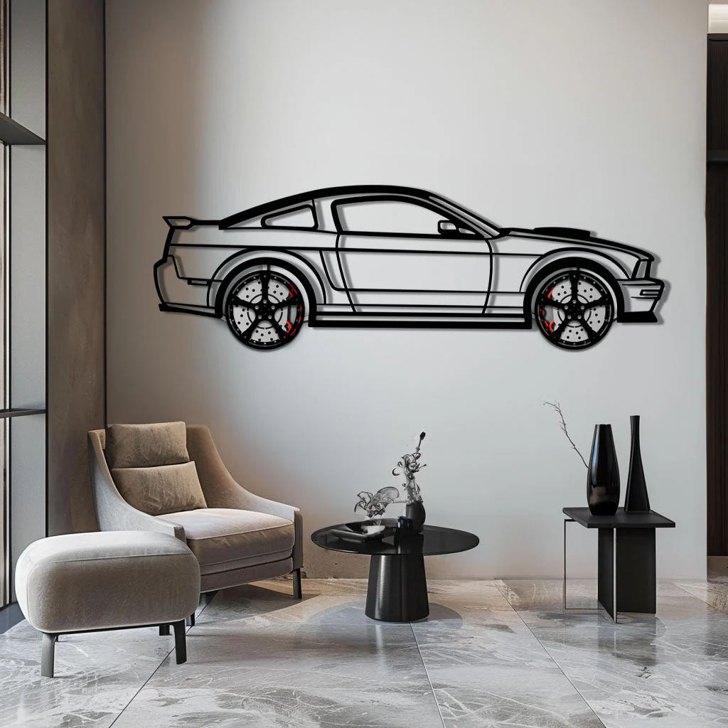 Ford Mustang GTR (2008) Metal Car Wall Art with Rotating Wheels - Modern Muscle Silhouette Decor - Interactive Automotive Wall Art - KAFMEKA139 - Image 4