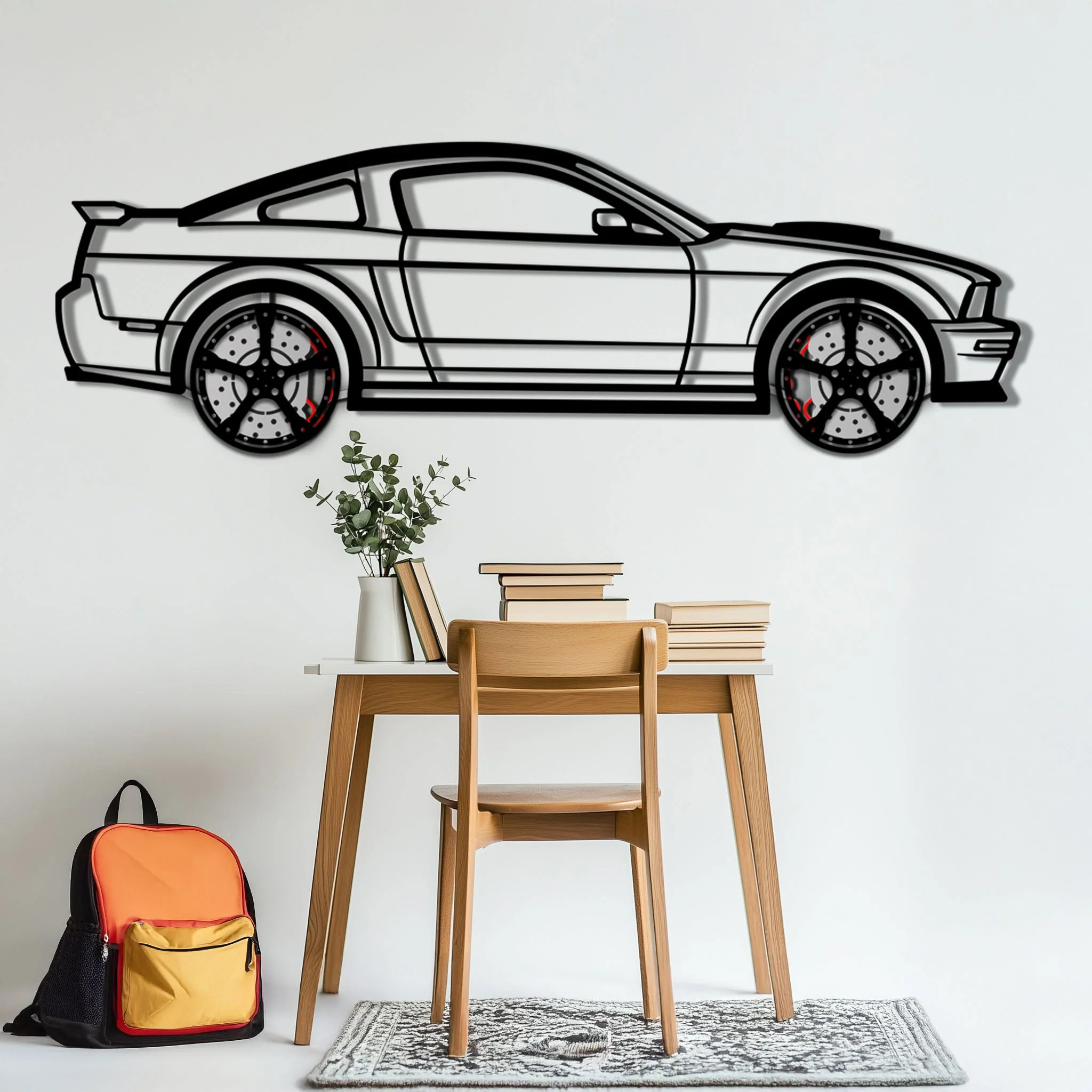 Ford Mustang GTR (2008) Metal Car Wall Art with Rotating Wheels - Modern Muscle Silhouette Decor - Interactive Automotive Wall Art - KAFMEKA139 - Image 5