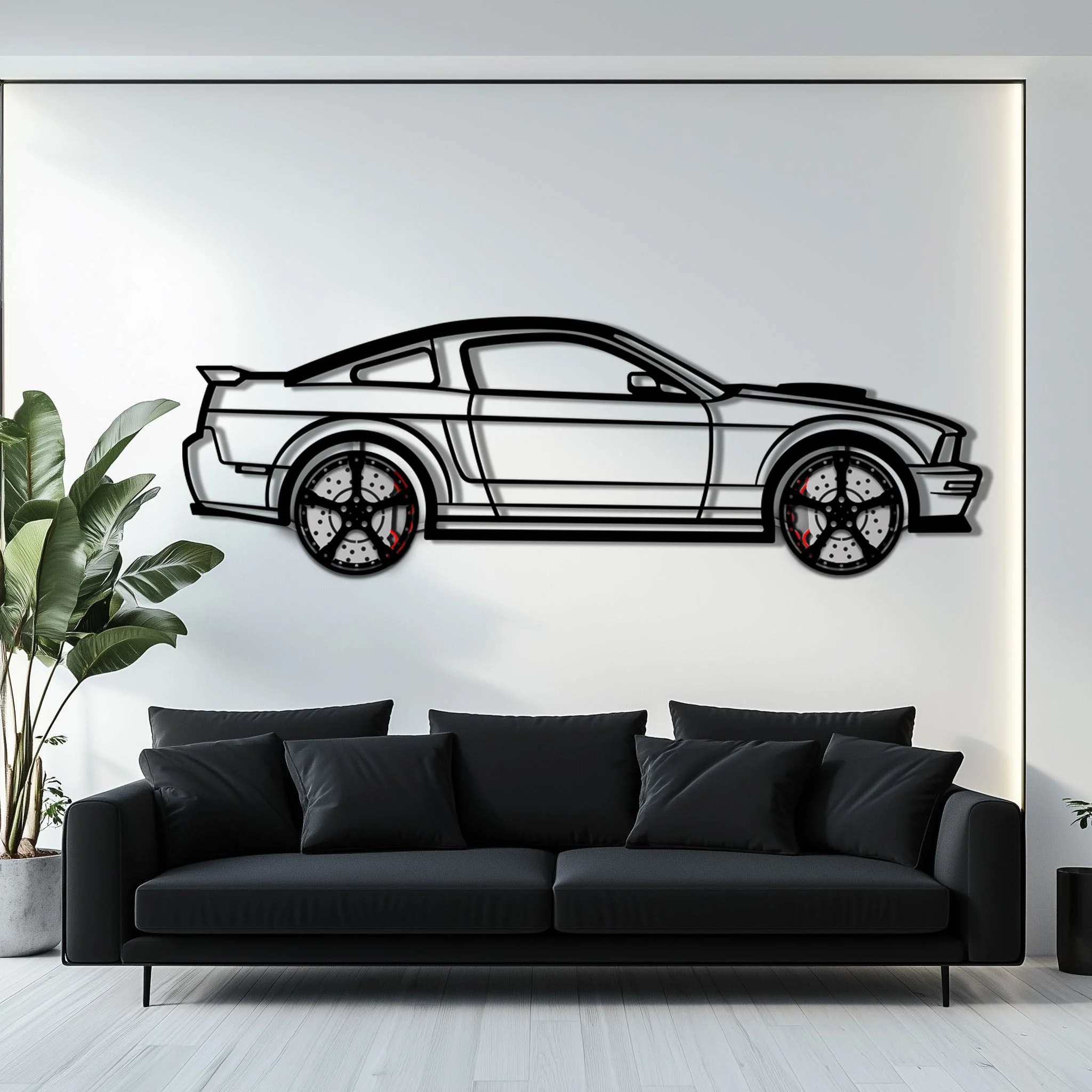 Ford Mustang GTR (2008) Metal Car Wall Art with Rotating Wheels - Modern Muscle Silhouette Decor - Interactive Automotive Wall Art - KAFMEKA139 - Image 7