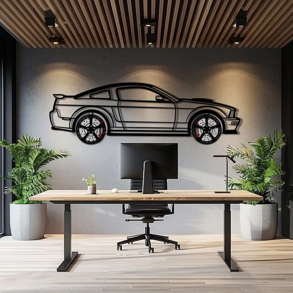 Ford Mustang GTR (2008) Metal Car Wall Art with Rotating Wheels - Modern Muscle Silhouette Decor - Interactive Automotive Wall Art - KAFMEKA139 - Image 9