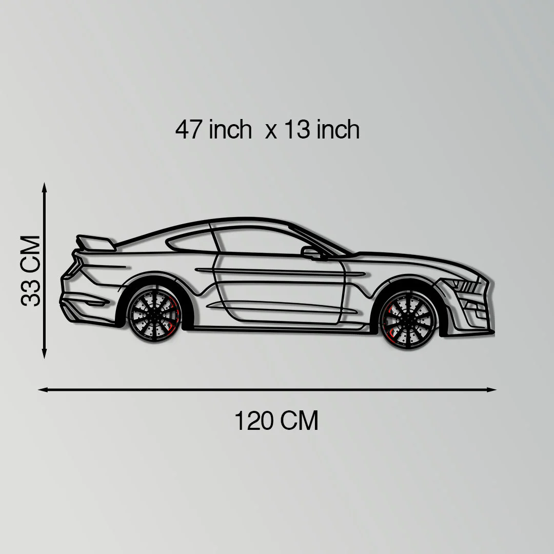 Ford Mustang Shelby GT500 Metal Car Wall Art with Rotating Wheels - Modern Muscle Silhouette Decor - Interactive Automotive Wall Art - KAFMEKA140 - Image 11