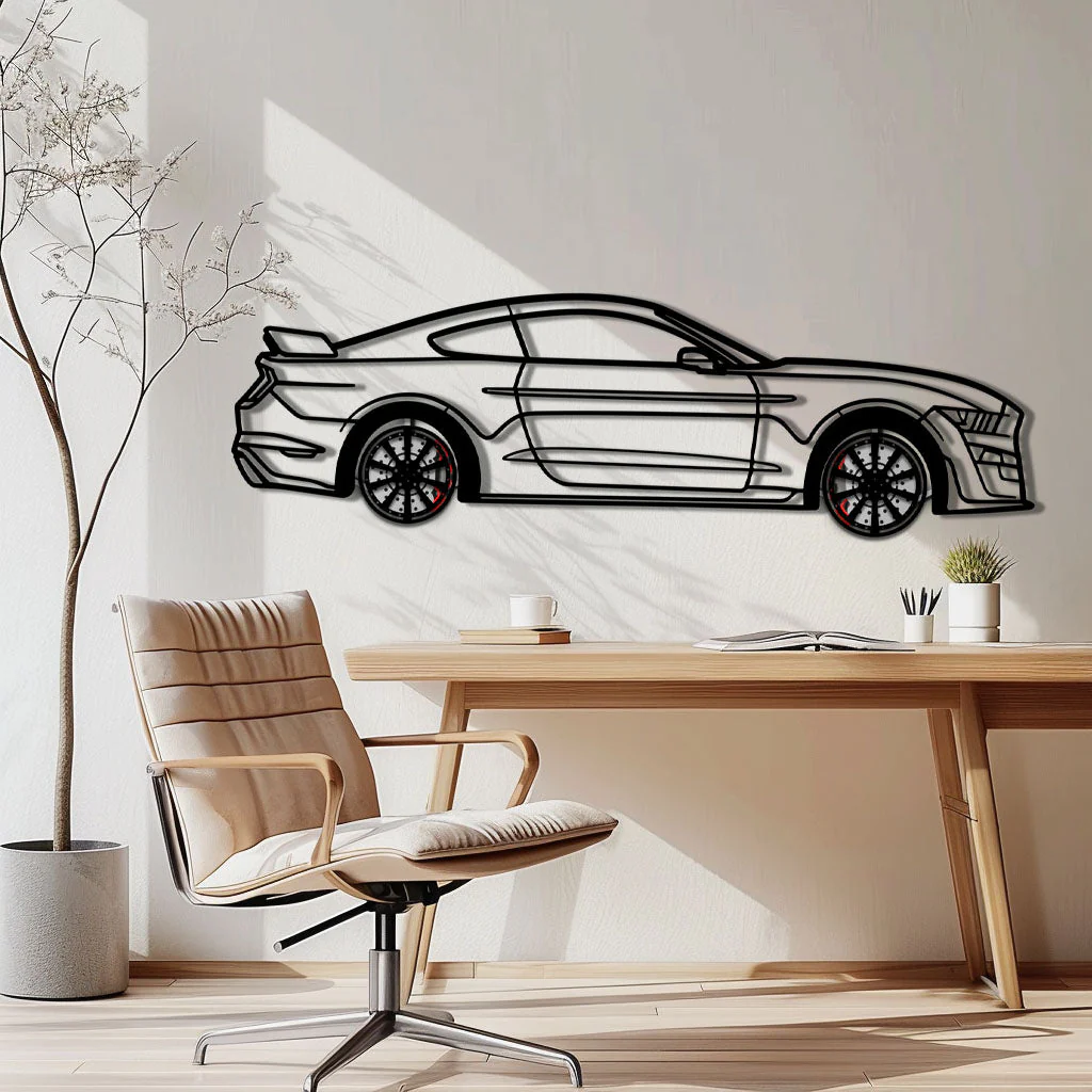 Ford Mustang Shelby GT500 Metal Car Wall Art with Rotating Wheels - Modern Muscle Silhouette Decor - Interactive Automotive Wall Art - KAFMEKA140 - Image 2
