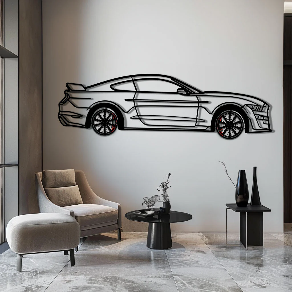 Ford Mustang Shelby GT500 Metal Car Wall Art with Rotating Wheels - Modern Muscle Silhouette Decor - Interactive Automotive Wall Art - KAFMEKA140 - Image 4