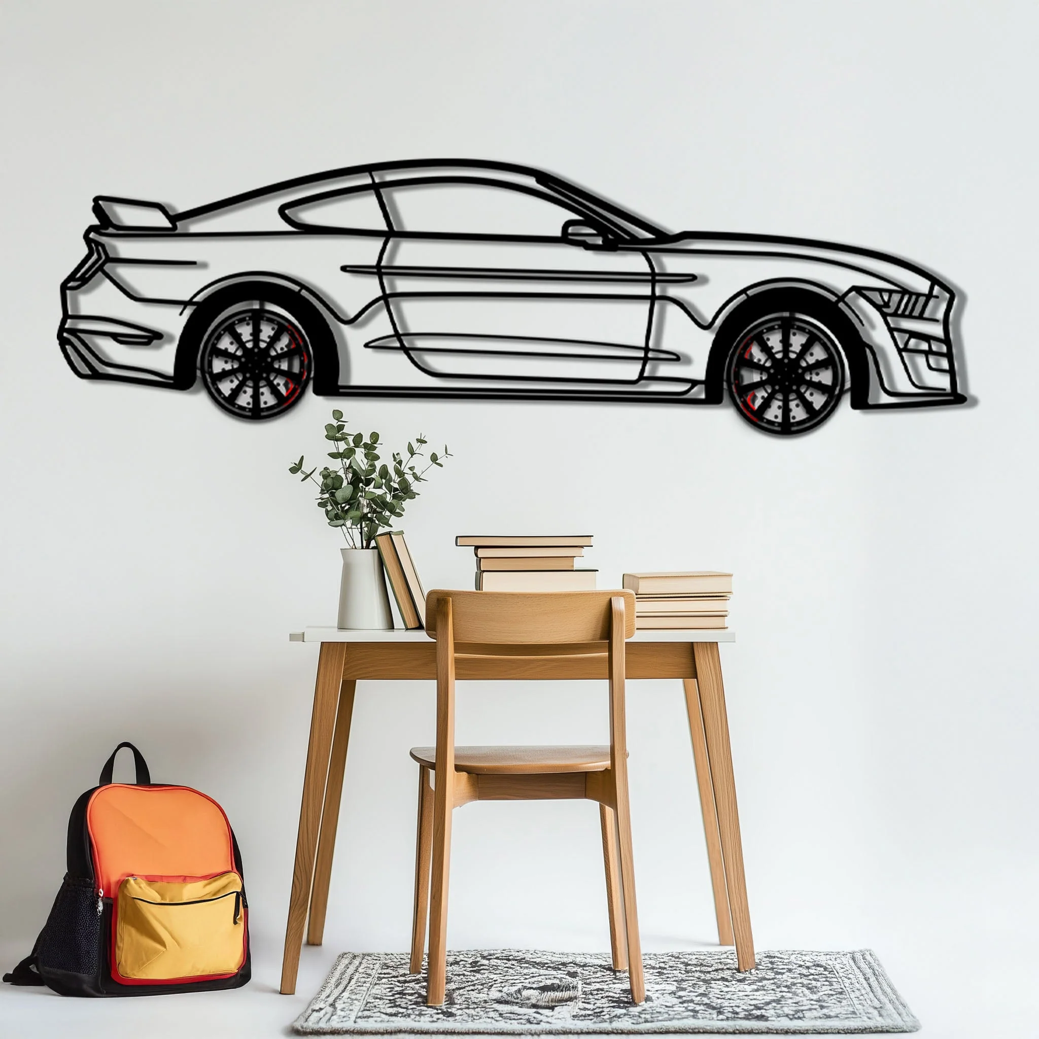 Ford Mustang Shelby GT500 Metal Car Wall Art with Rotating Wheels - Modern Muscle Silhouette Decor - Interactive Automotive Wall Art - KAFMEKA140 - Image 5
