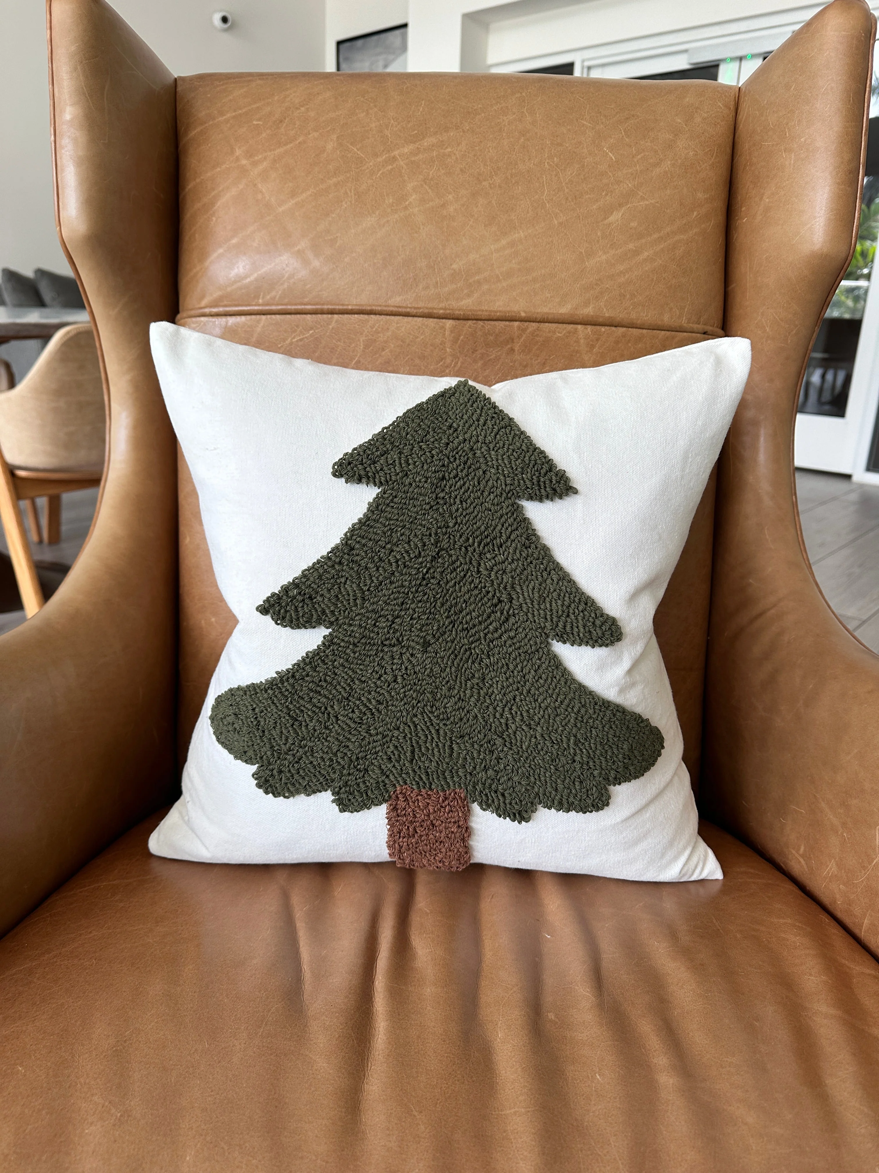 Forest Green Tufted Christmas Tree Pillow Cover - Image 3