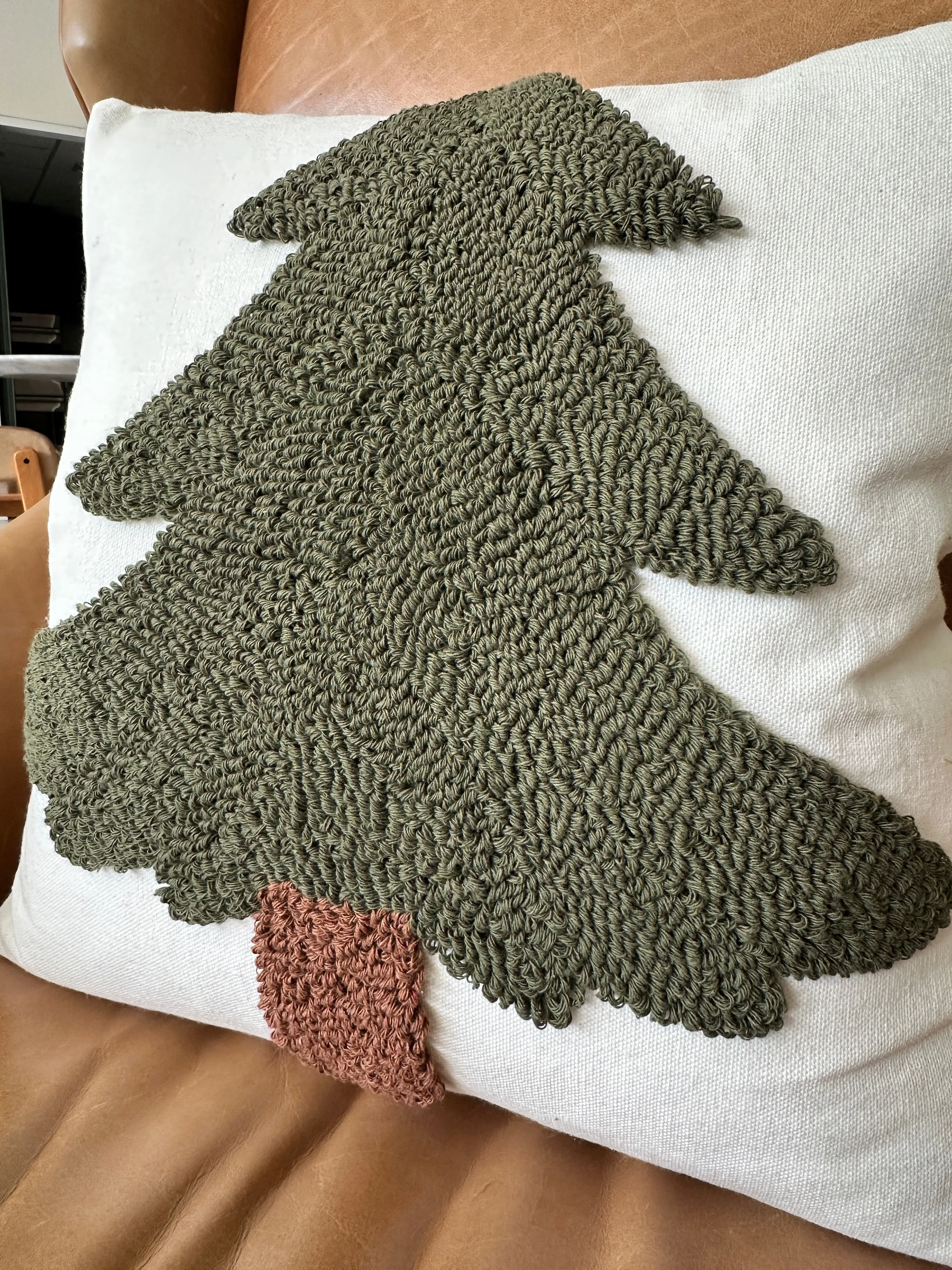 Forest Green Tufted Christmas Tree Pillow Cover - Image 4