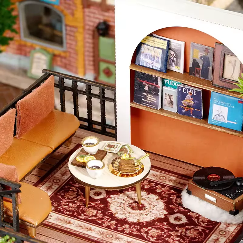 Forest Teashop Dollhouse Kit - Miniature Wizardi Roombox Kit with LED Light F07M51-68-LV-001-A - Image 3