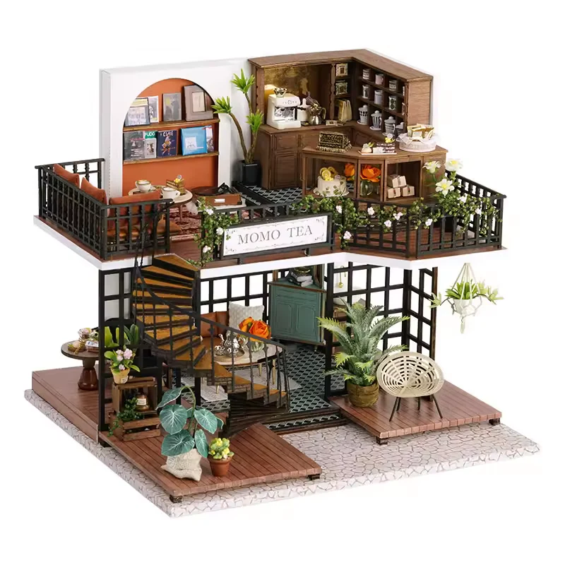 Forest Teashop Dollhouse Kit - Miniature Wizardi Roombox Kit with LED Light F07M51-68-LV-001-A - Image 4
