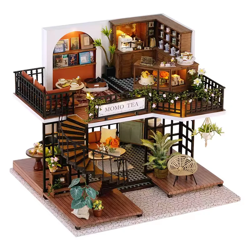 Forest Teashop Dollhouse Kit - Miniature Wizardi Roombox Kit with LED Light F07M51-68-LV-001-A - Image 5