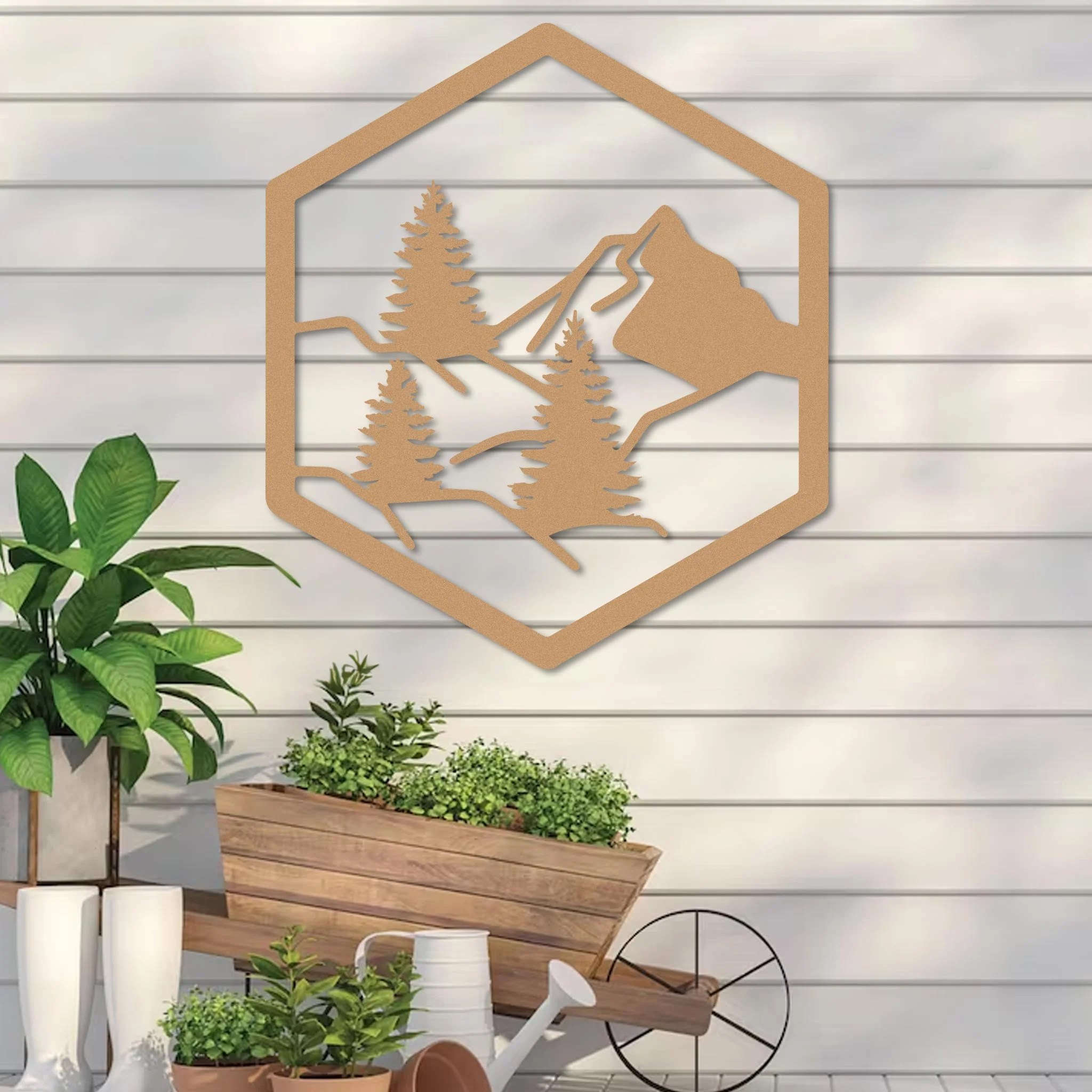 Forest with Mountain in Hexagon Sign - Image 5