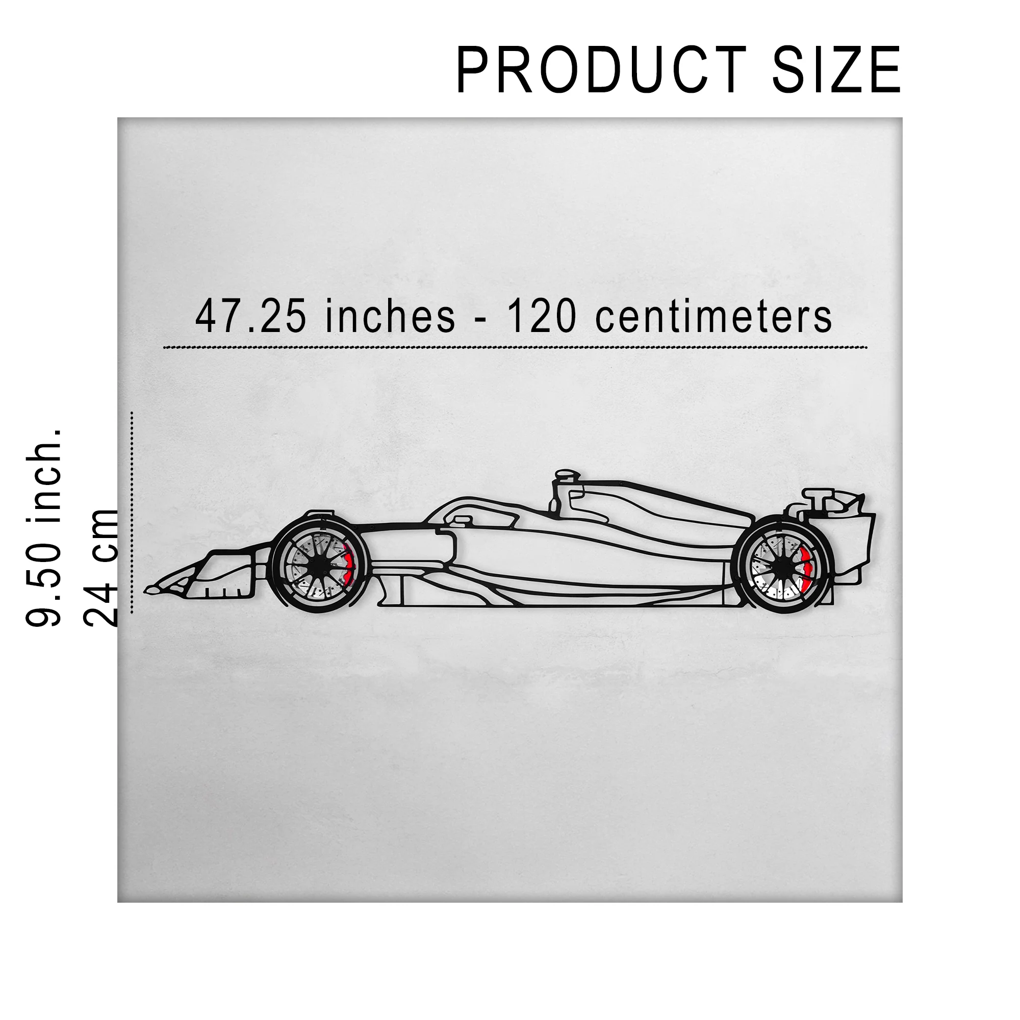 Formula 1 Wall Art – Steel Silhouette Racing Car with Spinning Wheels-KAFMEKA023 - Image 11