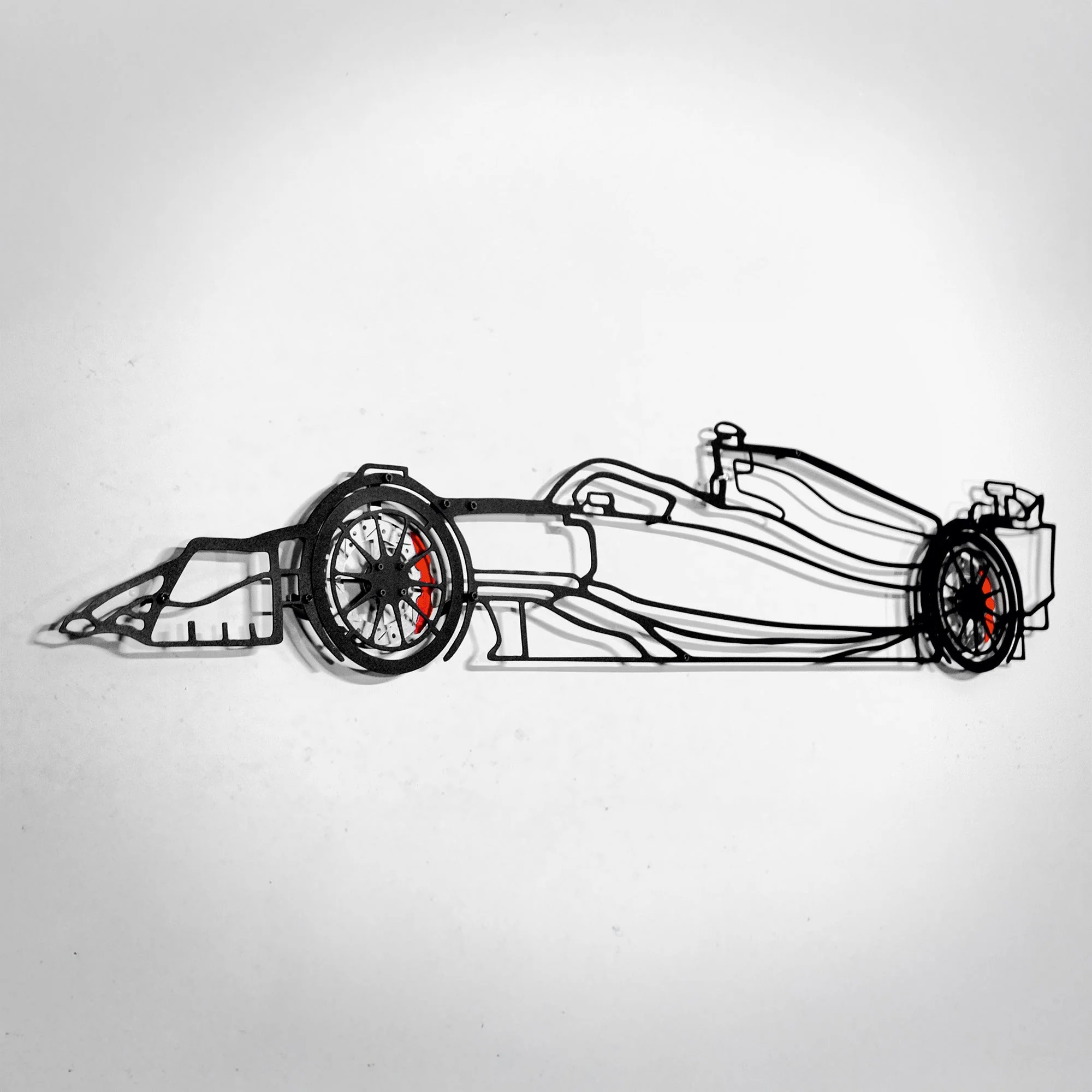 Formula 1 Wall Art – Steel Silhouette Racing Car with Spinning Wheels-KAFMEKA023 - Image 2