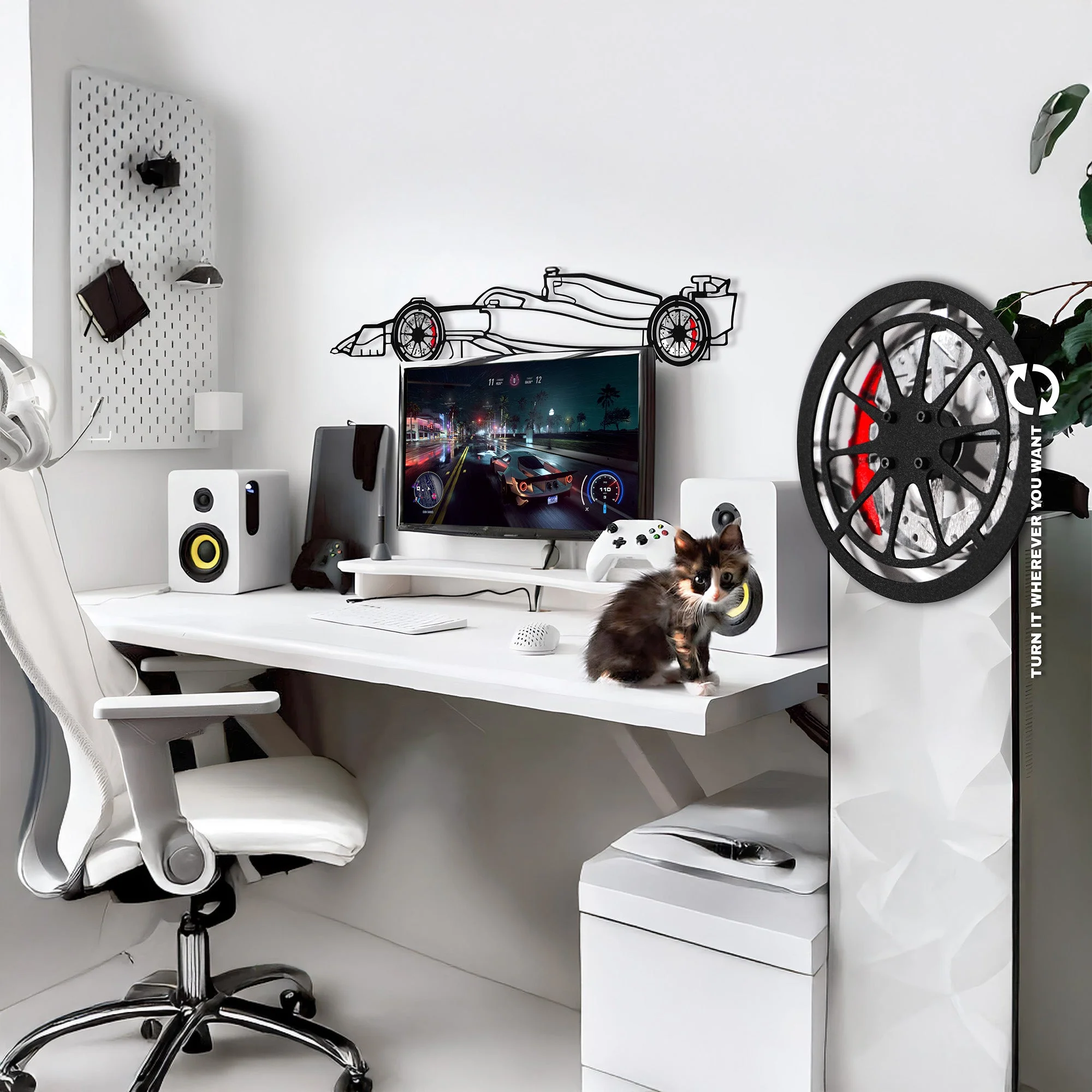 Formula 1 Wall Art – Steel Silhouette Racing Car with Spinning Wheels-KAFMEKA023 - Image 4
