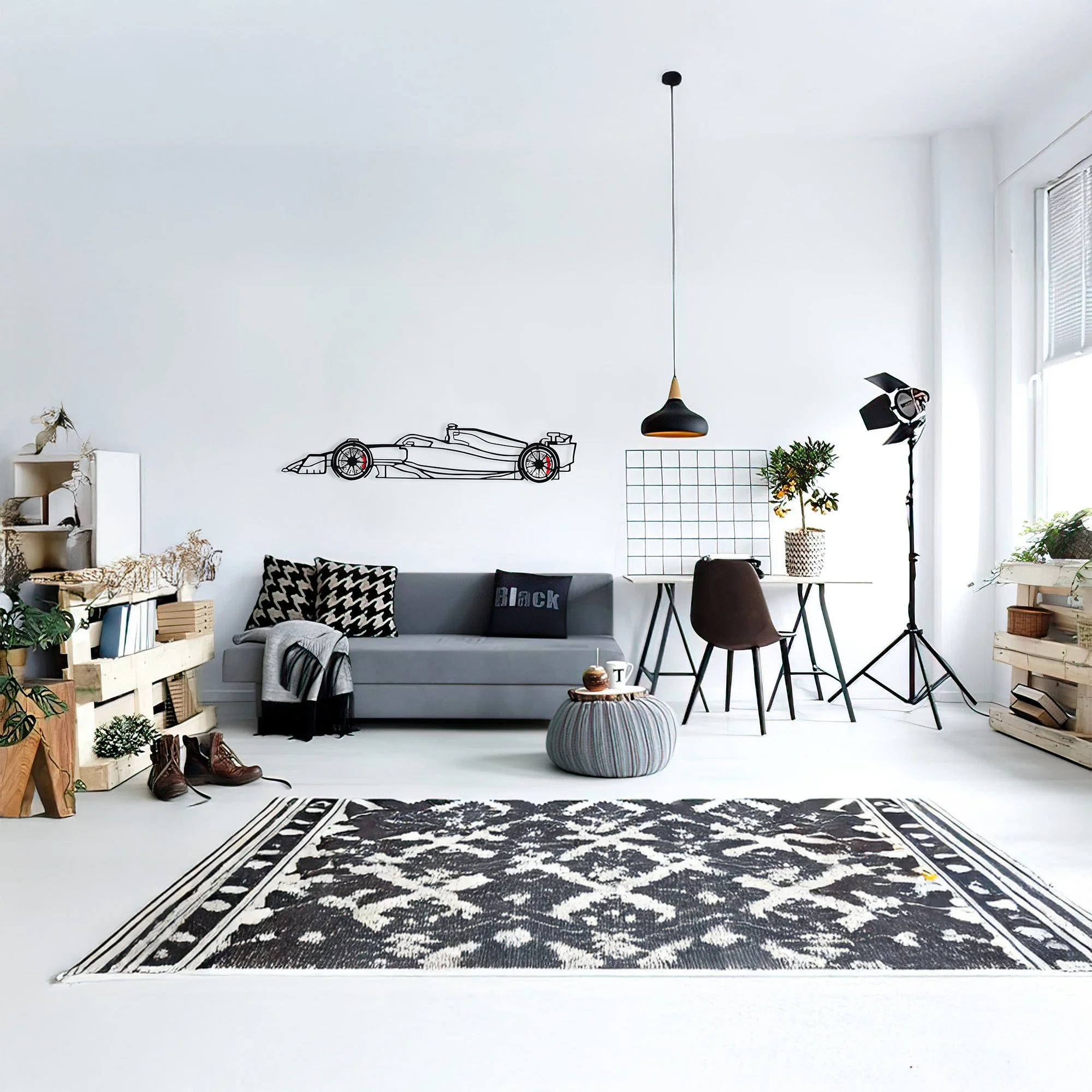 Formula 1 Wall Art – Steel Silhouette Racing Car with Spinning Wheels-KAFMEKA023 - Image 5