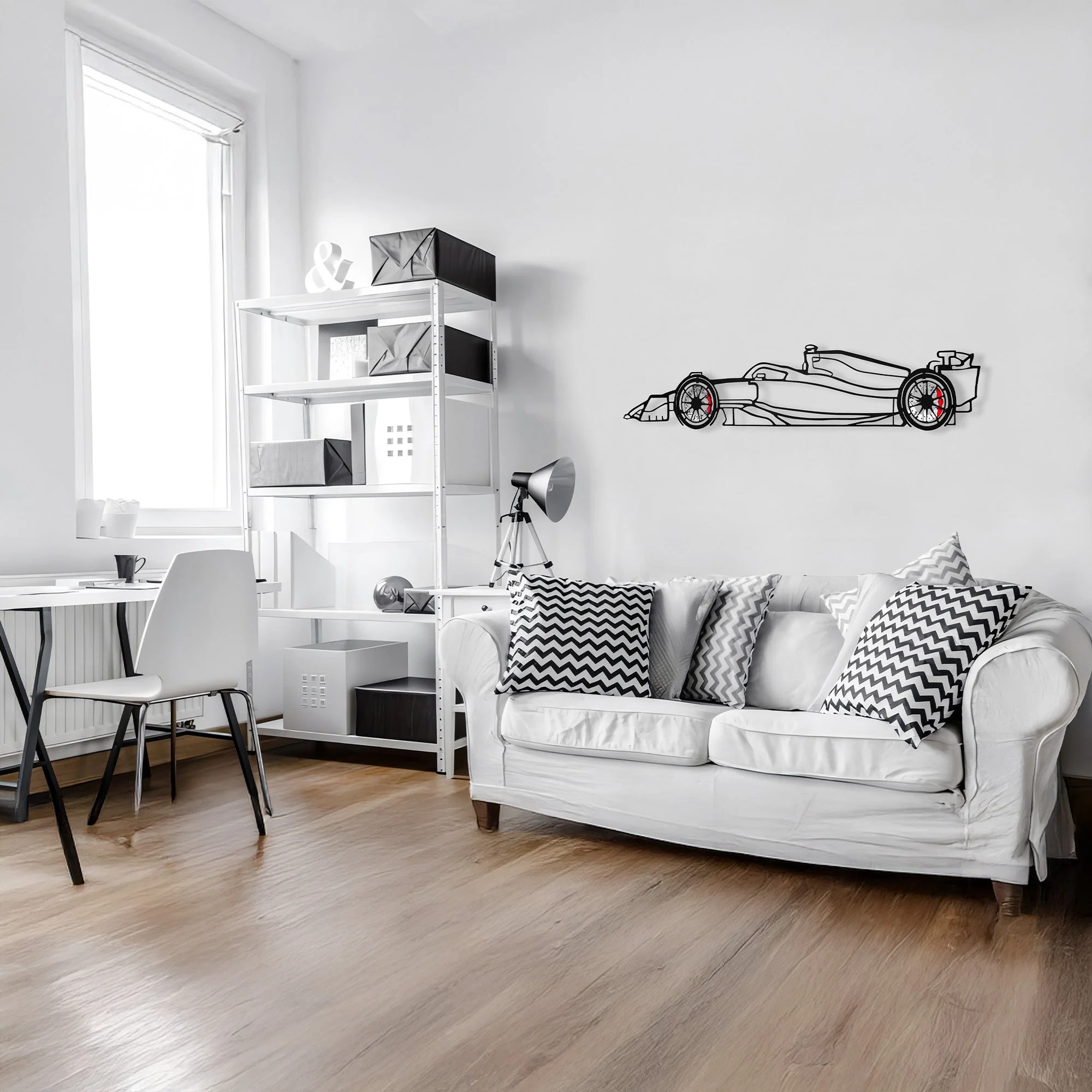 Formula 1 Wall Art – Steel Silhouette Racing Car with Spinning Wheels-KAFMEKA023 - Image 6