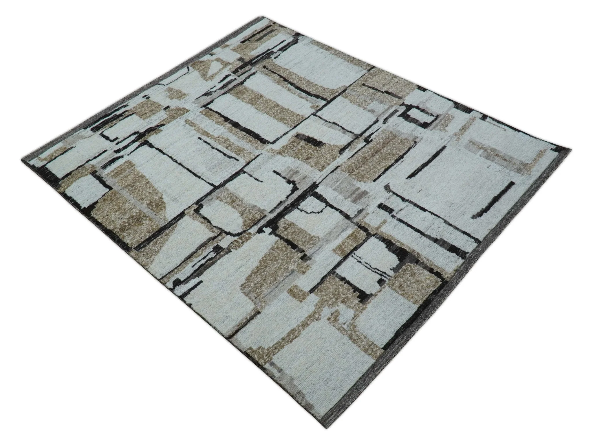 Fossil Custom Made Modern Contemporary Brown Hand knotted Wool Rug - Image 10