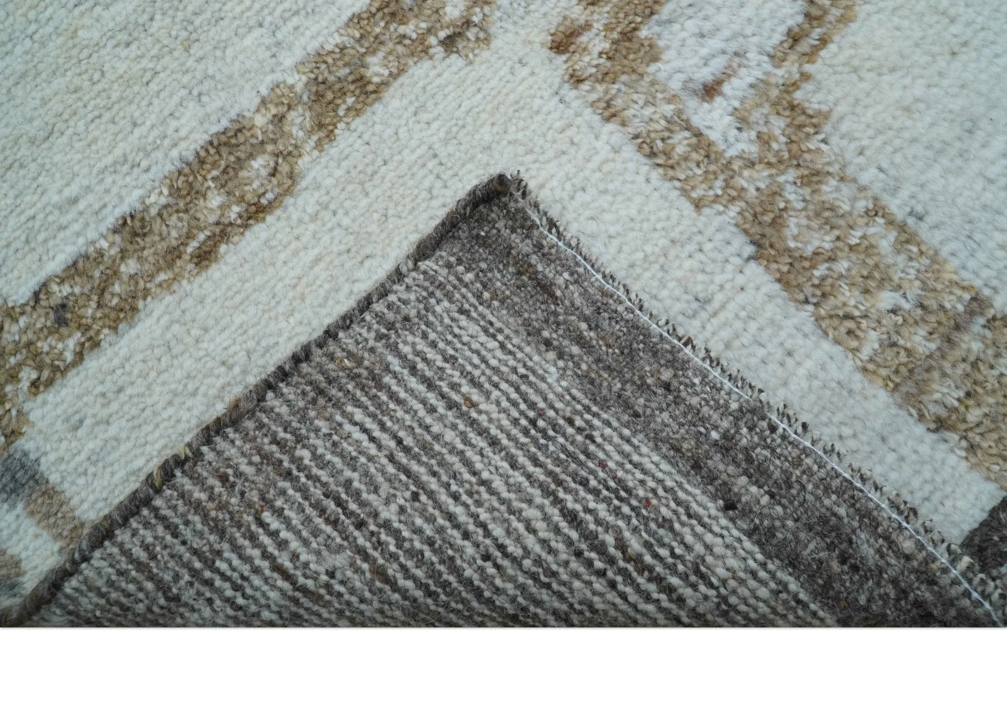 Fossil Custom Made Modern Contemporary Brown Hand knotted Wool Rug - Image 5