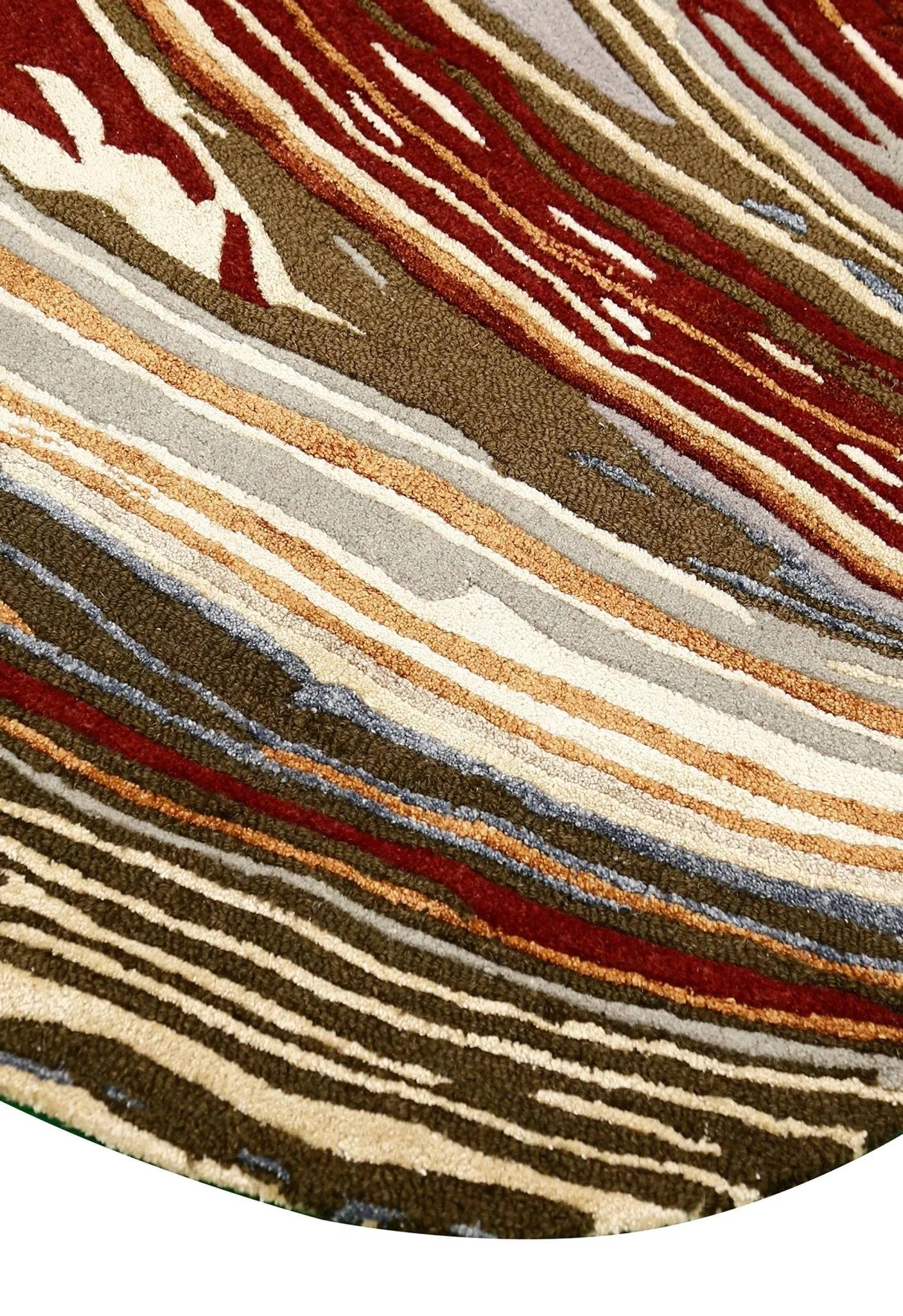 Fossil Modern Terracotta Maroon And Beige Hand Tufted 5x8 Wool Rug - Image 3