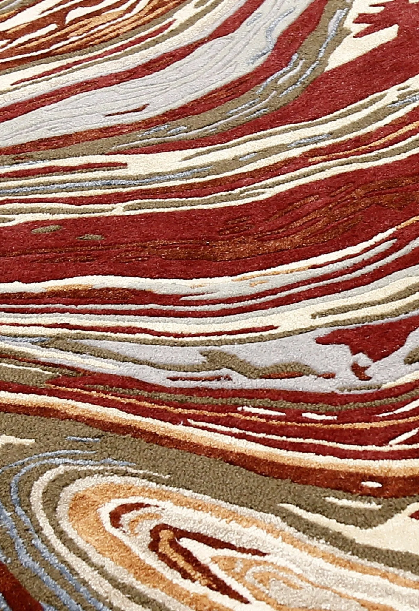 Fossil Modern Terracotta Maroon And Beige Hand Tufted 5x8 Wool Rug - Image 5